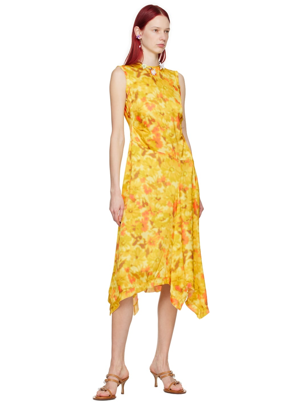 Yellow Sleeveless Midi Dress - 4