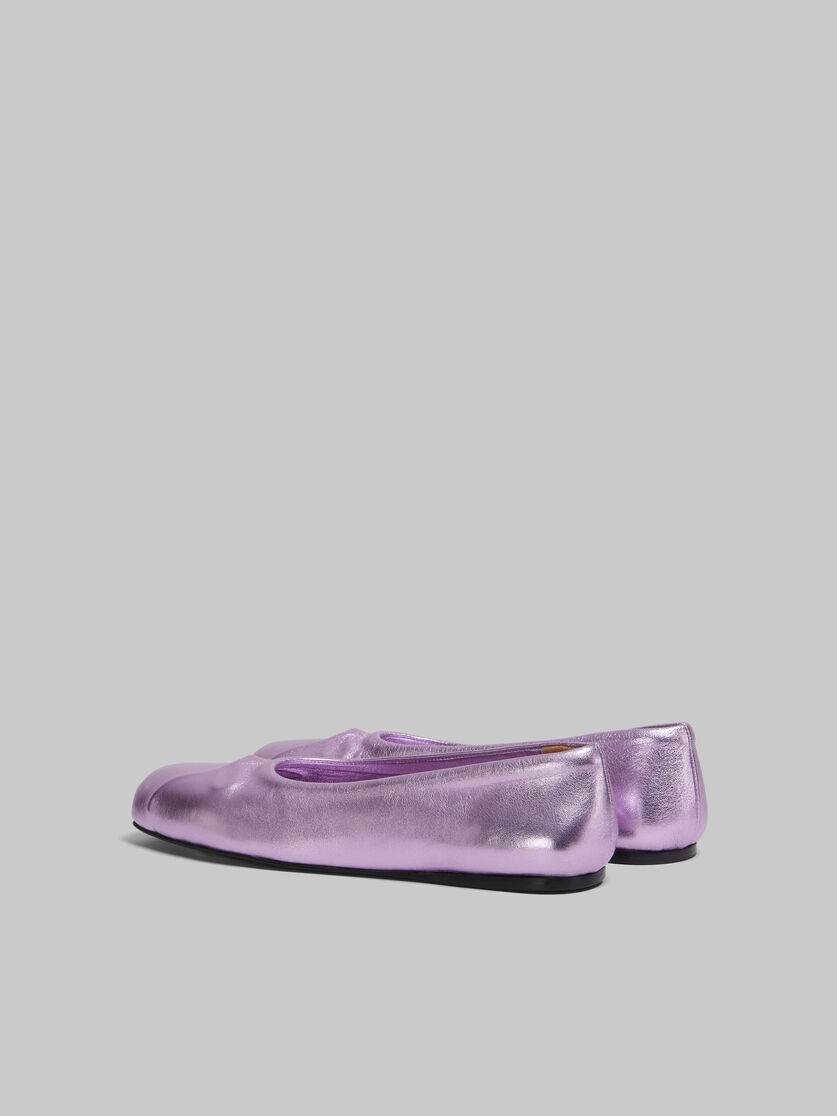 PINK NAPPA LEATHER SEAMLESS LITTLE BOW BALLET FLAT - 3