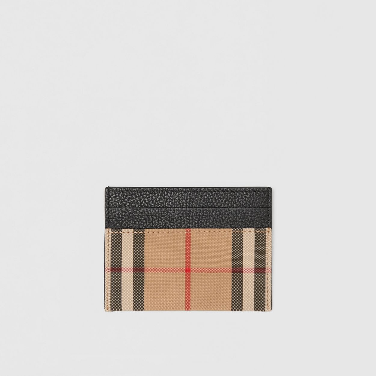 Vintage Check and Leather Card Case - 1