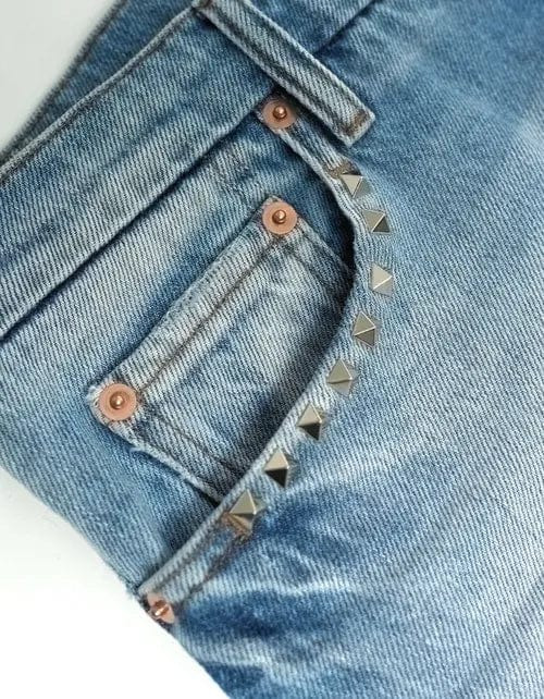 Valentino Rockstud Untitled Light Blue Denim Jeans - 6