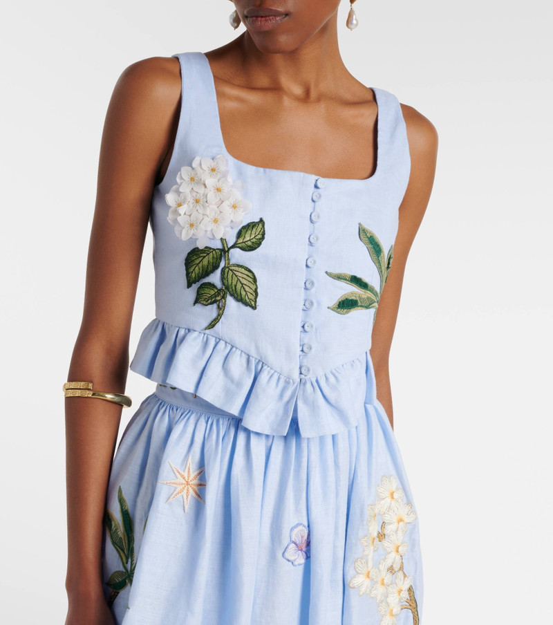 Eslabón floral-appliqué linen bustier top 3