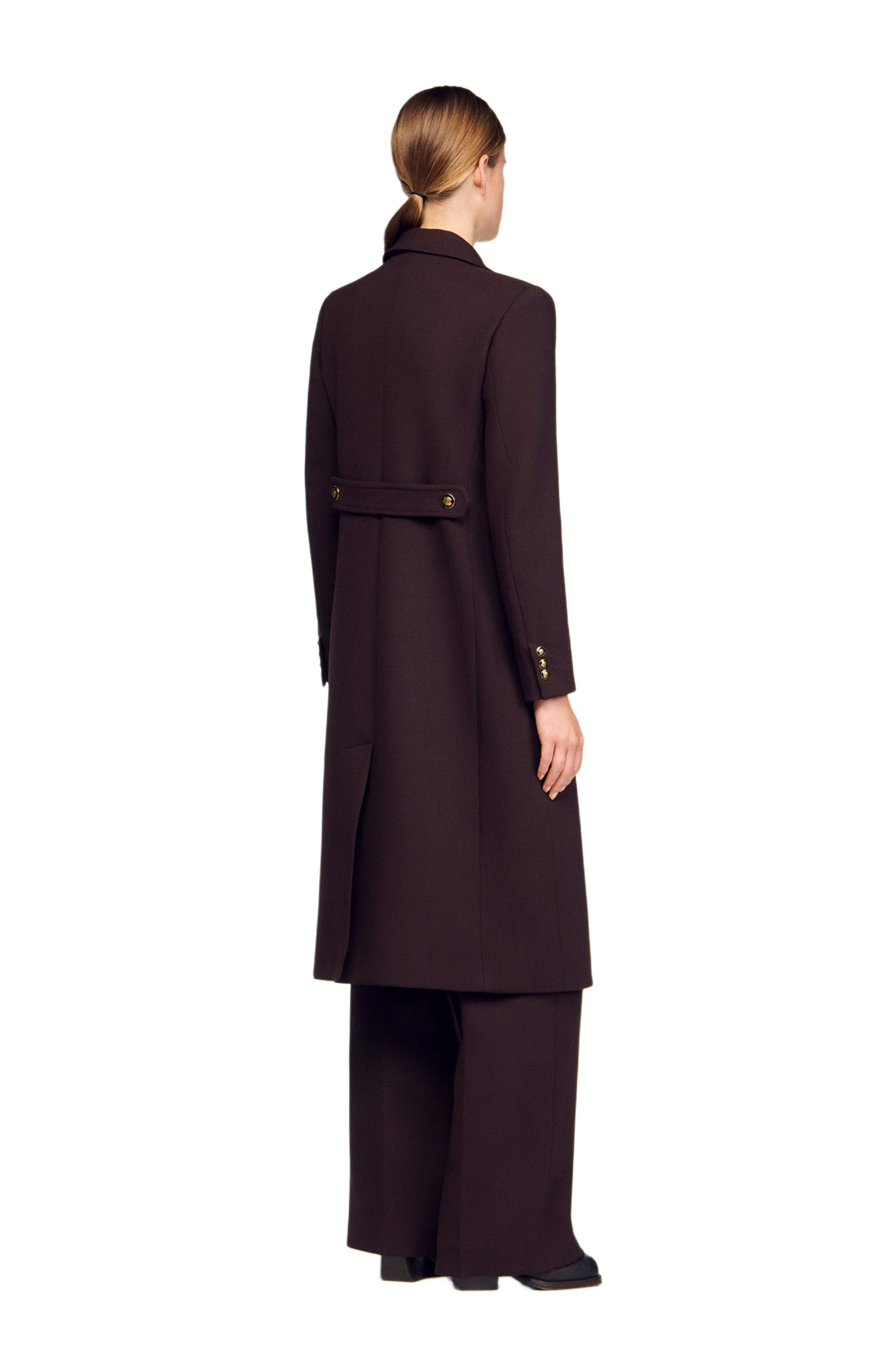 SANDRO Long double-breasted coat in Brown at Nordstrom - 2