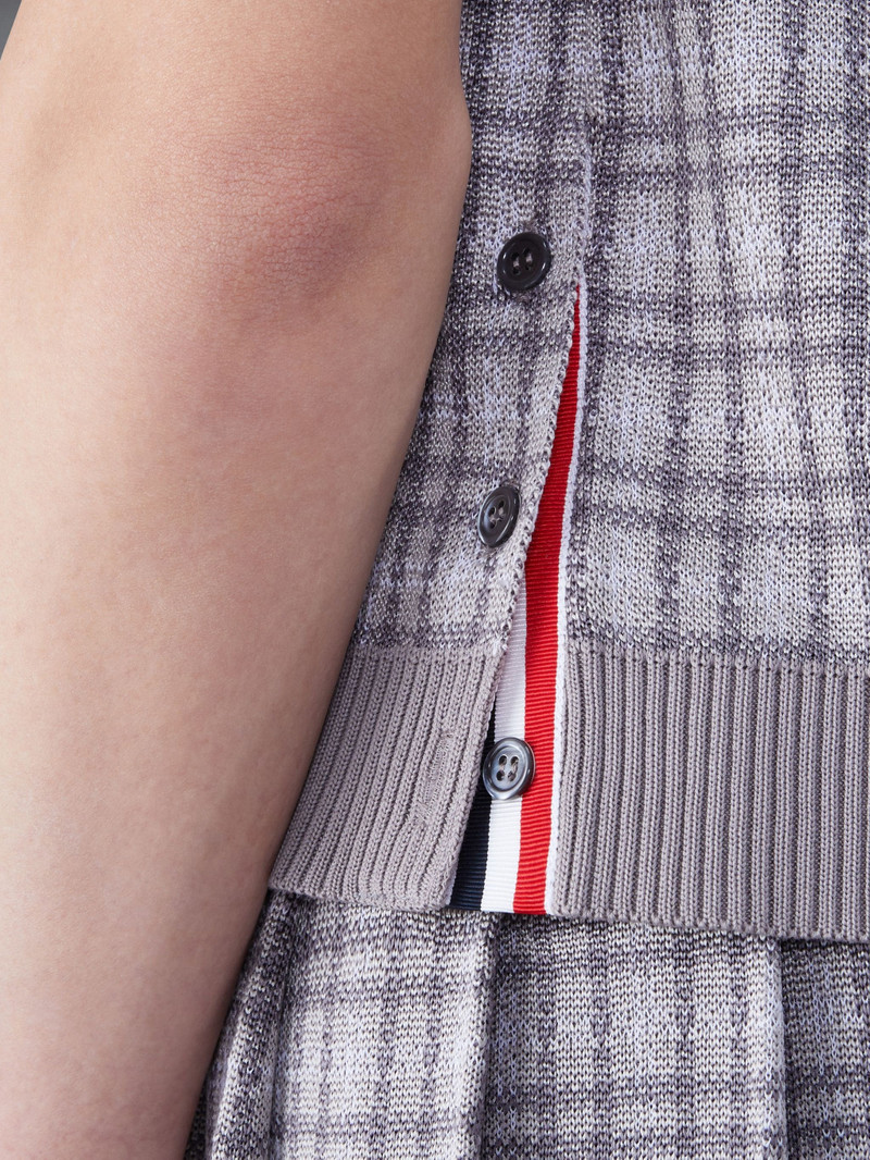 Silk Cotton Check Jacquard 4-Bar Polo 6