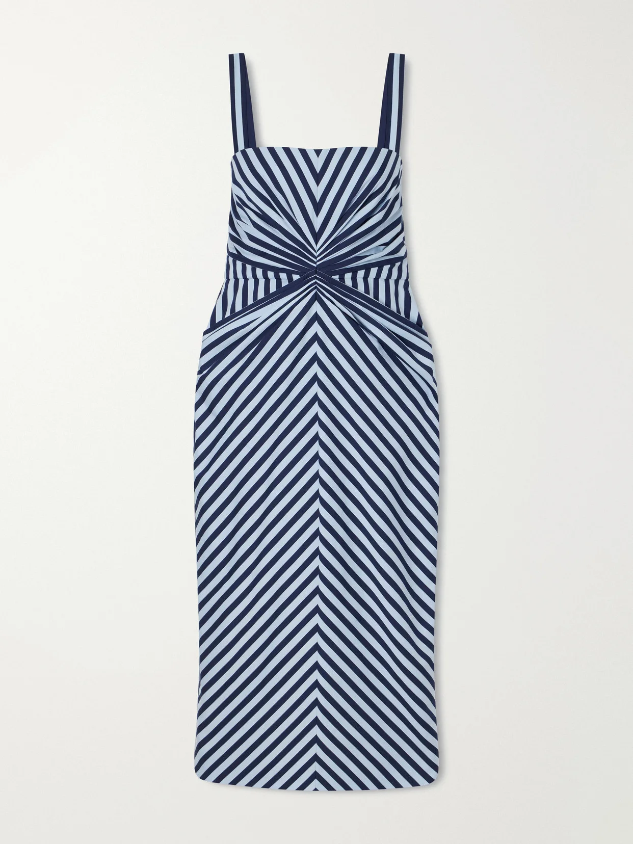 Striped Ruched Cotton-blend Midi Dress - 1