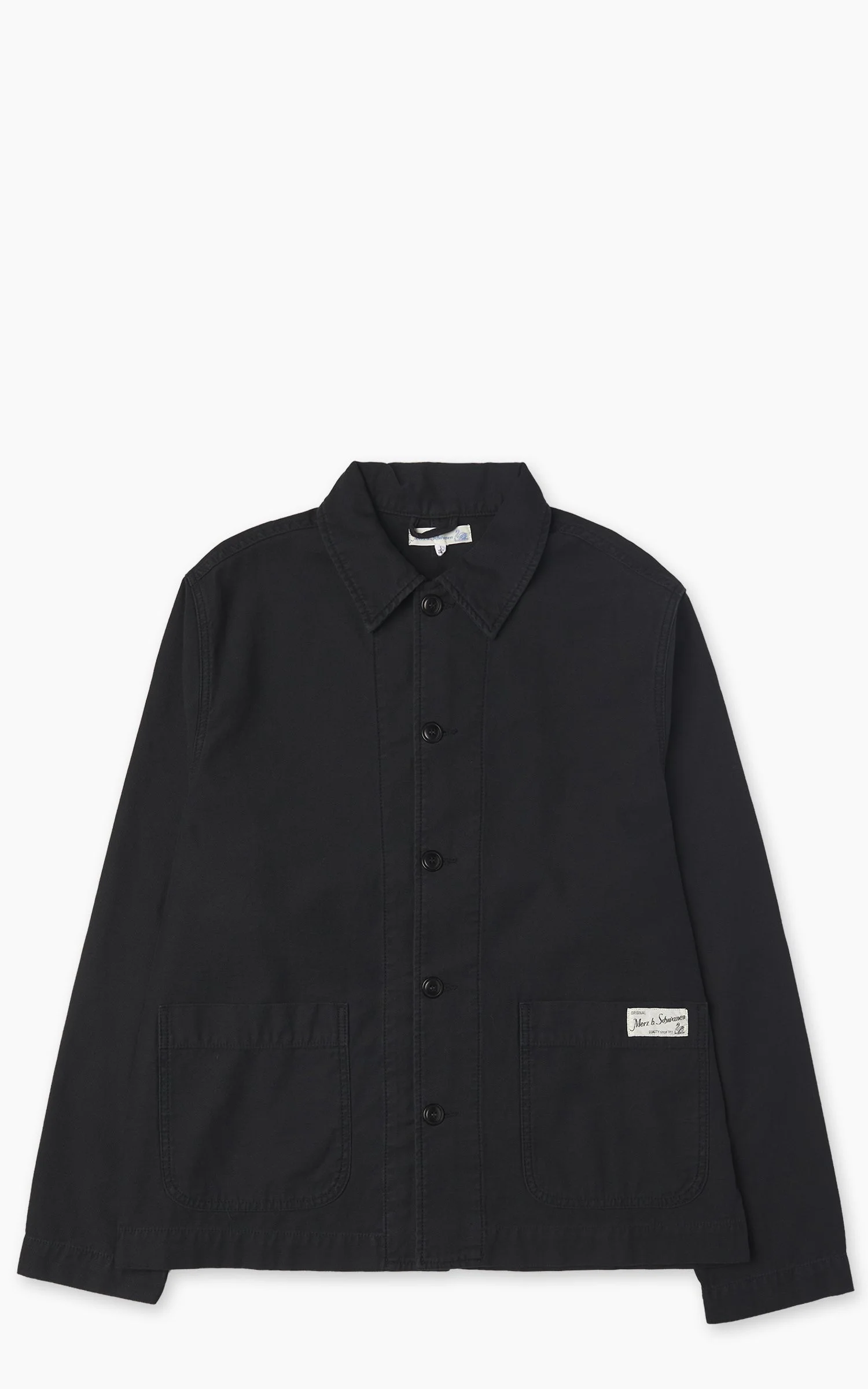 MERZ B. SCHWANEN JKT08SC SATEEN CANVAS CROPPED WORKERS JACKET STORM BLACK - 1