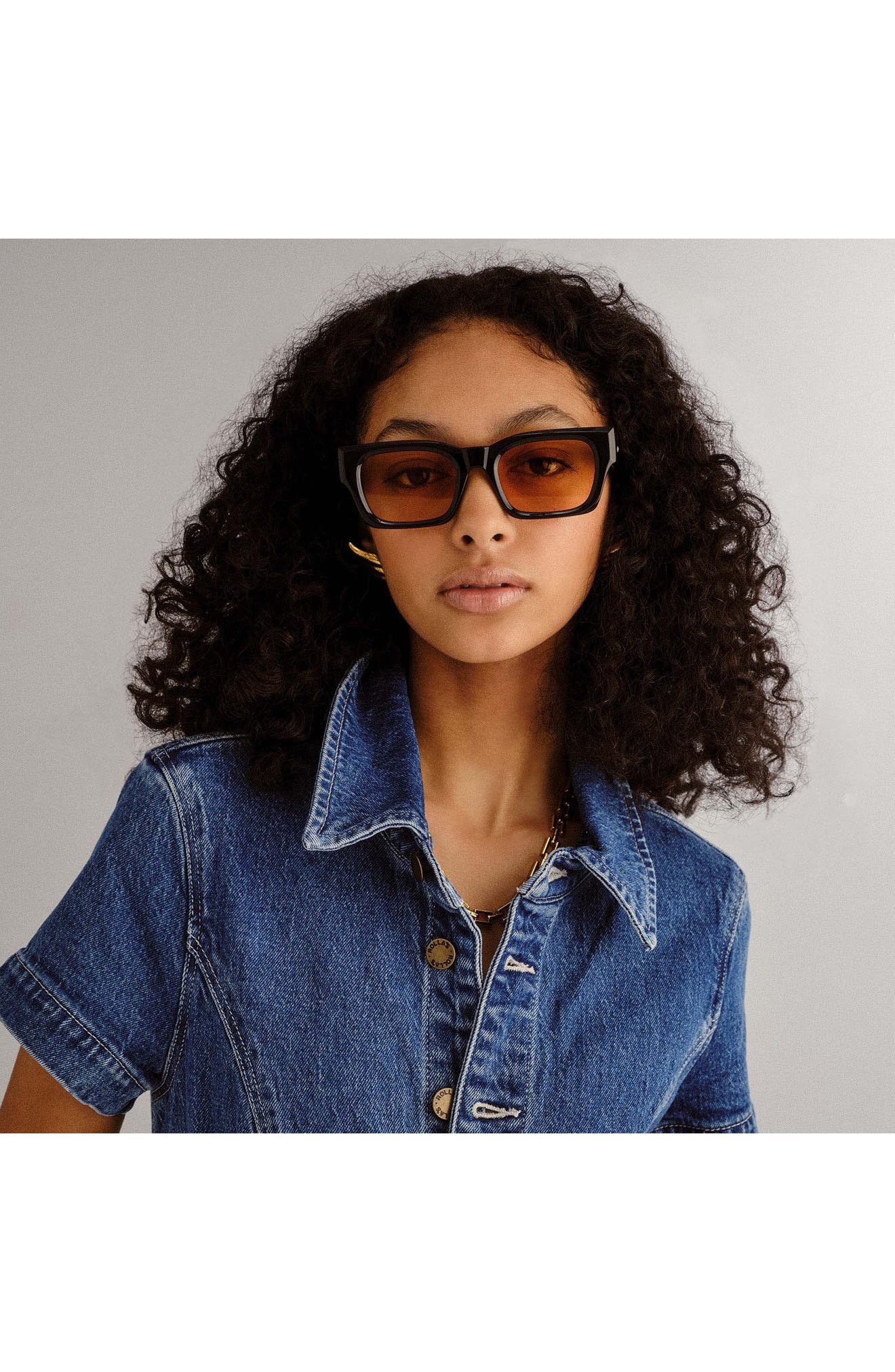 Le Specs Shmood 52mm Rectangular Sunglasses in Black/Amber Tint at Nordstrom - 7