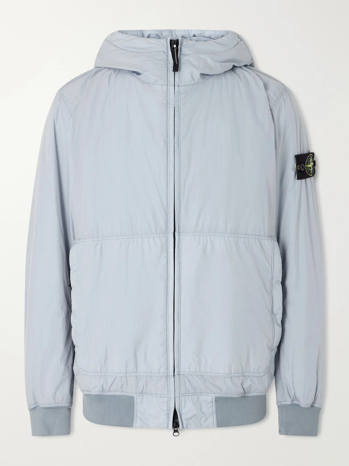Logo-Appliquéd Padded Garment-Dyed Crinkled Recycled Nylon Hooded Jacket - 1