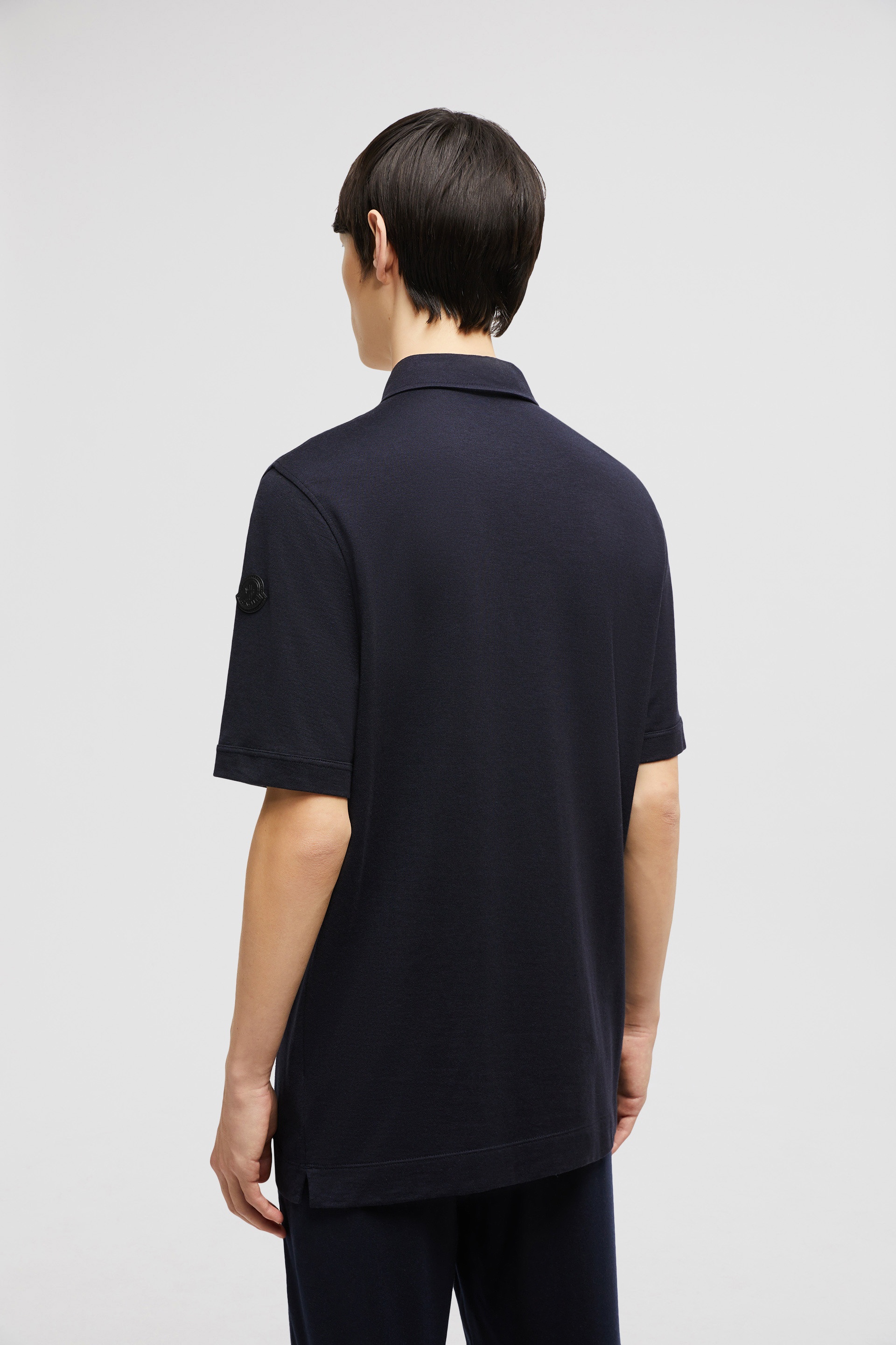 Double Leather Logo Cotton Polo Shirt - 5