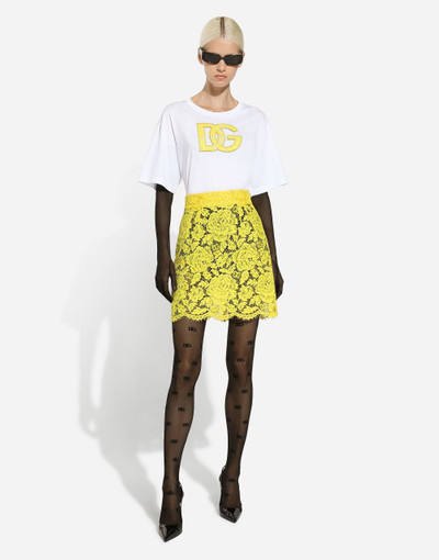 Dolce & Gabbana Branded floral cordonetto lace miniskirt outlook