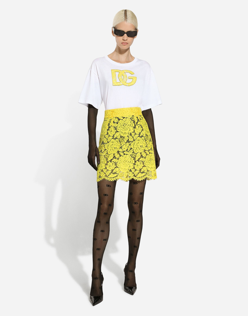 Dolce & Gabbana Branded floral cordonetto lace miniskirt outlook