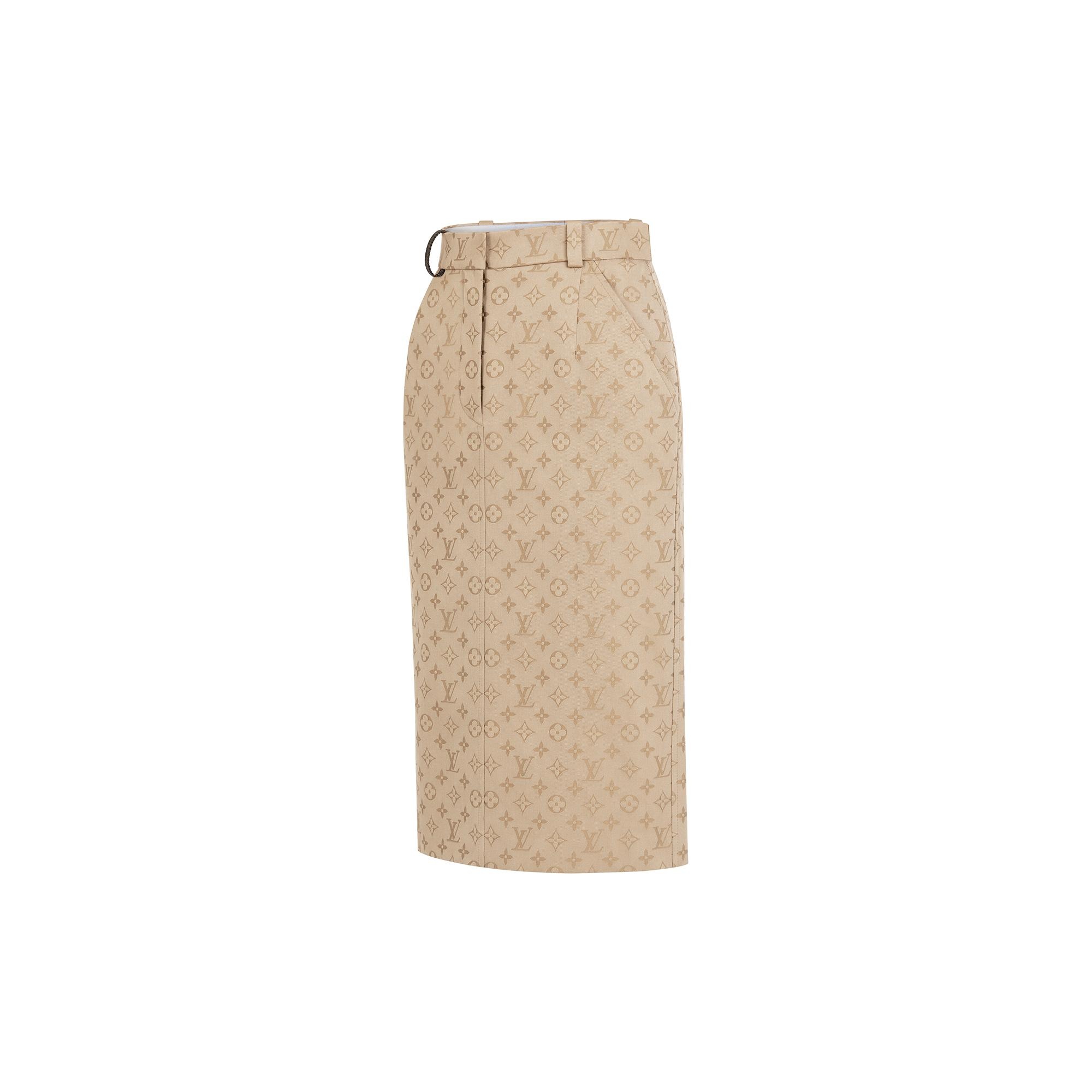 Monogram Jacquard Gabardine Pencil Skirt  - 2