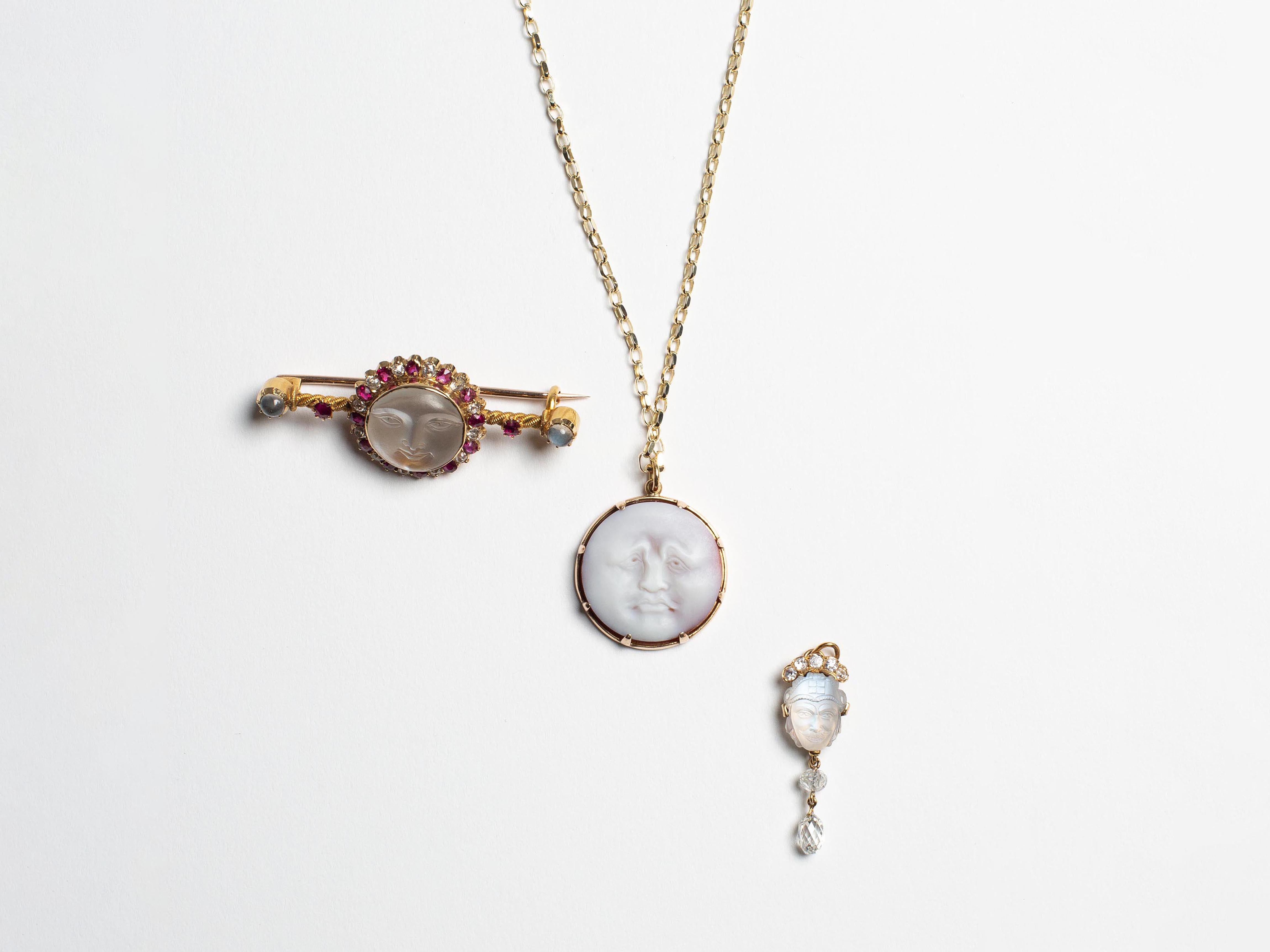 MOONSTONE DIAMOND PENDANT IN 18kt GOLD - 6