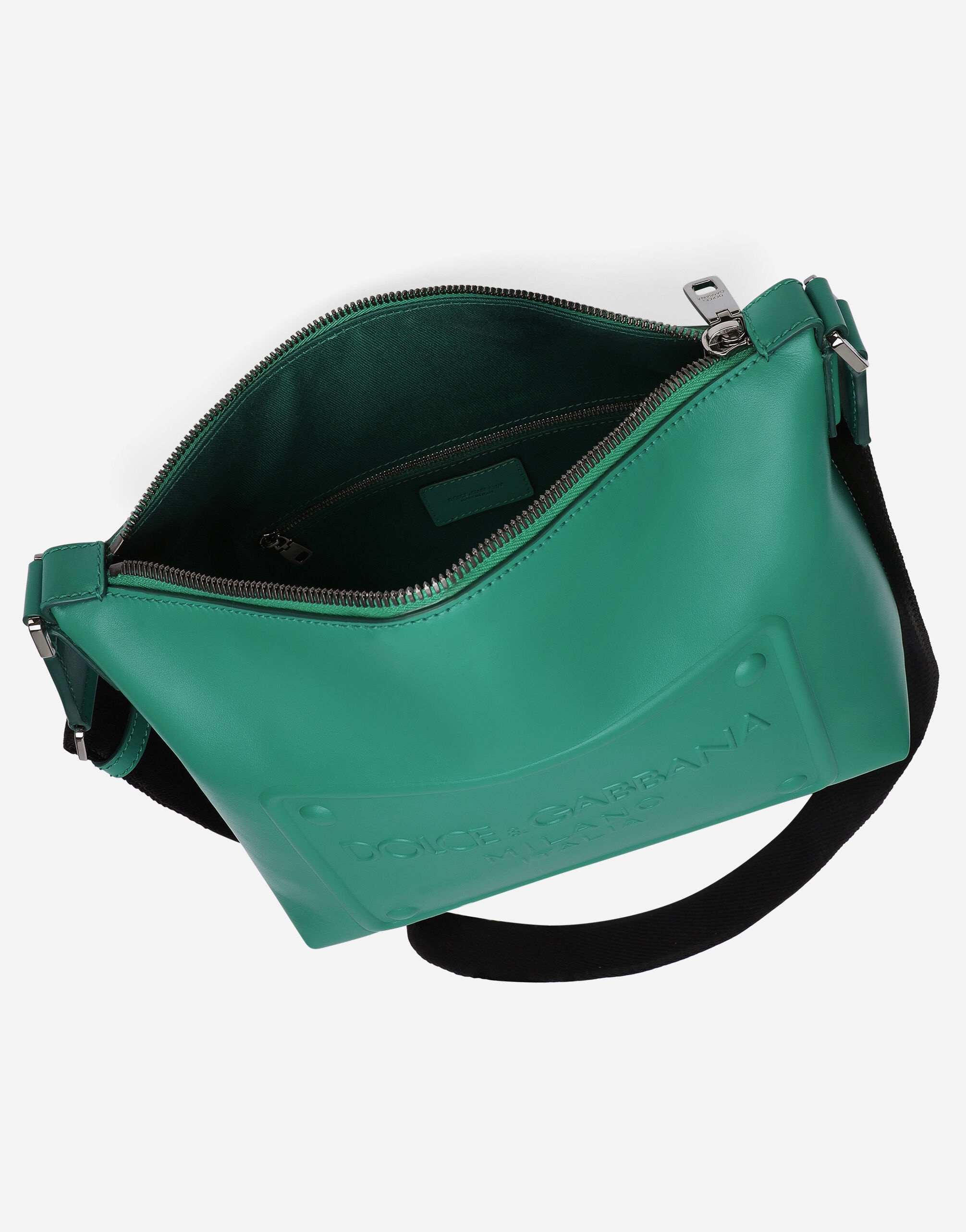 Calfskin crossbody bag with raised logo - 5