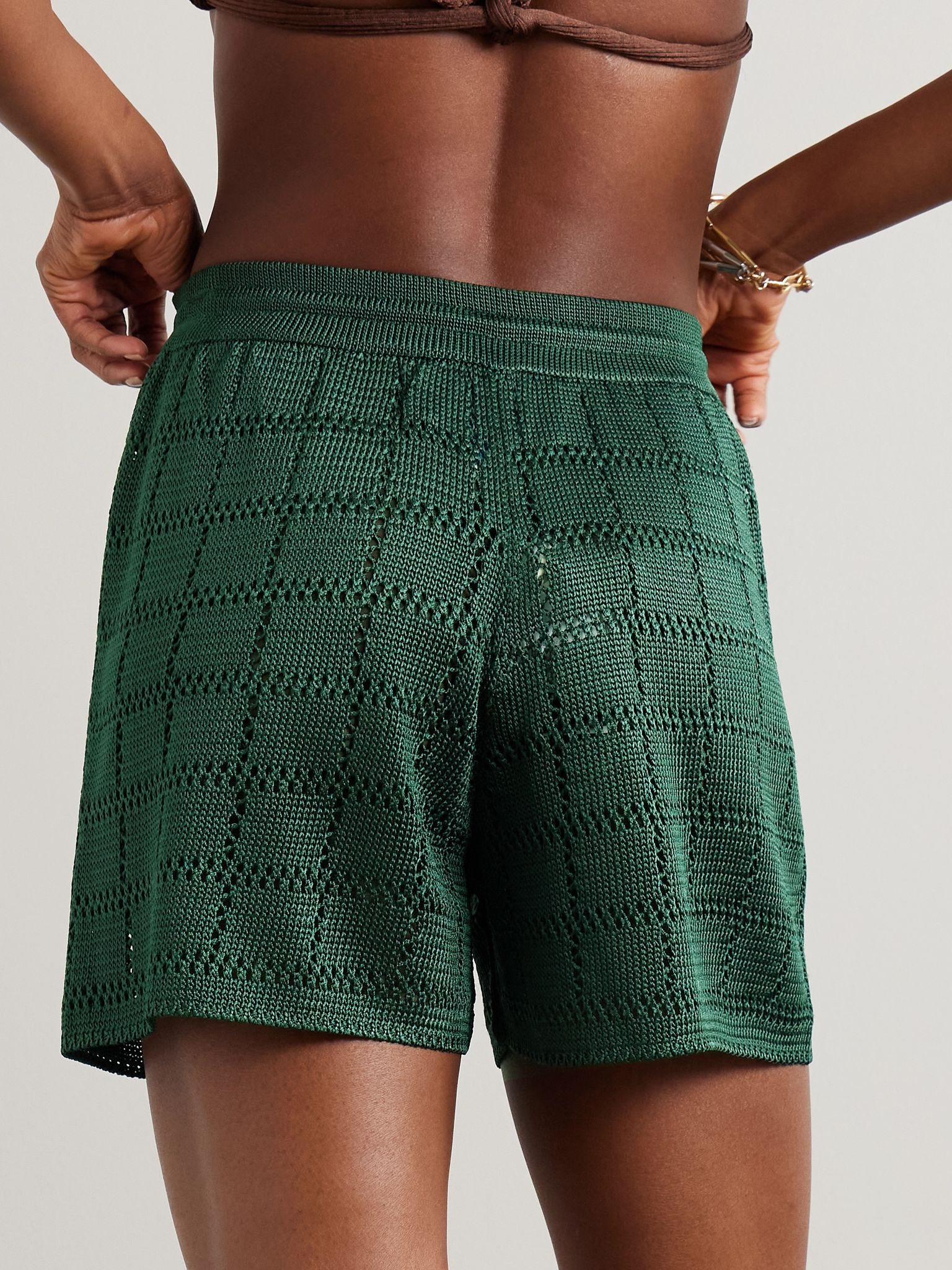 Open-knit shorts Green - 4