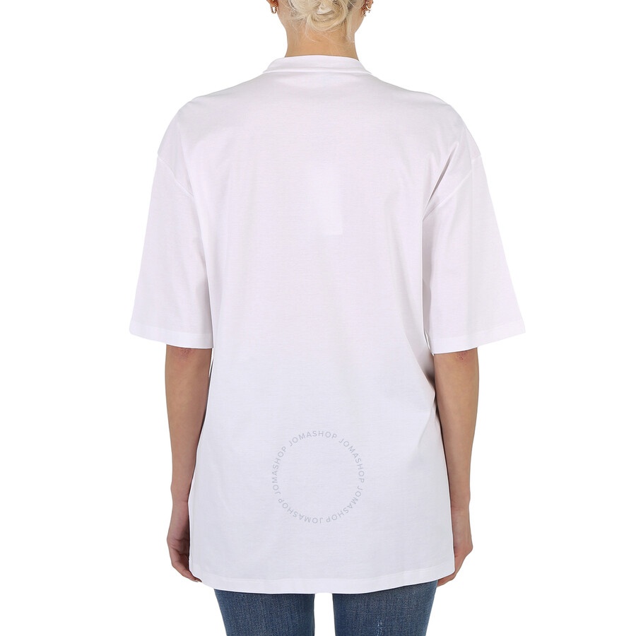 Versace Ladies Optical White Studded Versace Goddess Cotton T-Shirt - 6