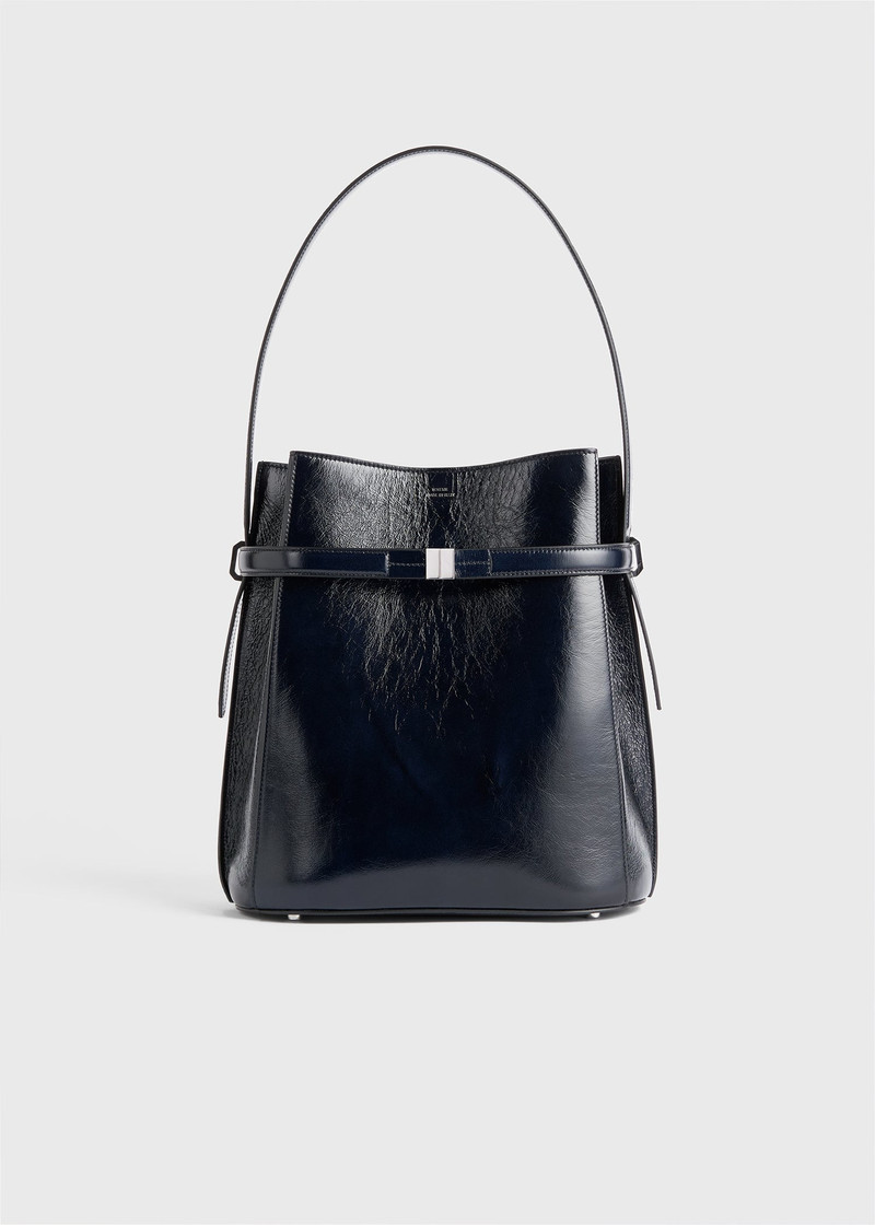 Belted Naplack bucket bag navy 9