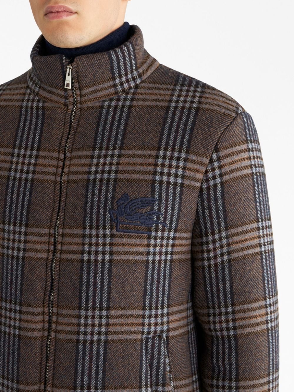 check-pattern padded jacket - 4