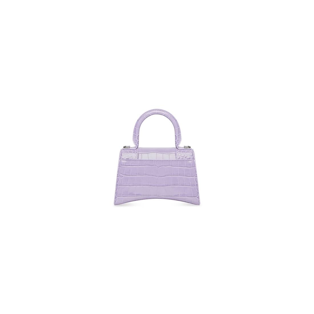 Women's Hourglass Xs Handbag Crocodile Embossed  in Lilac - 5