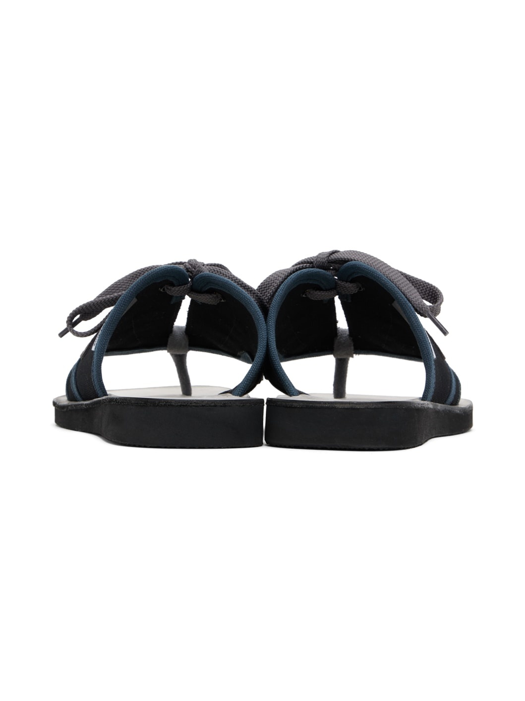 Black & Gray Lace-Up Leather Sandals - 2