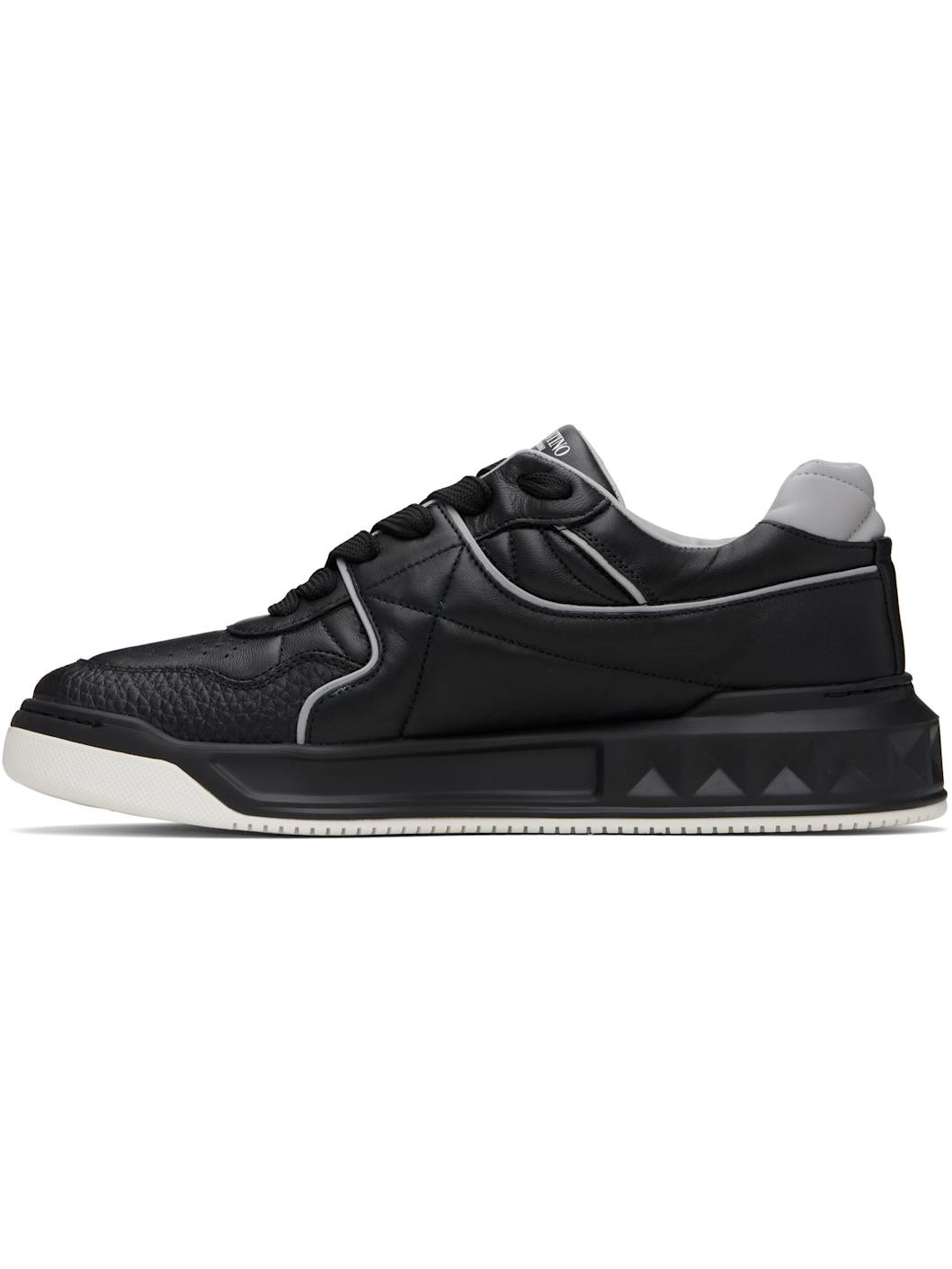 Black One Stud Low-Top Nappa Sneakers - 3