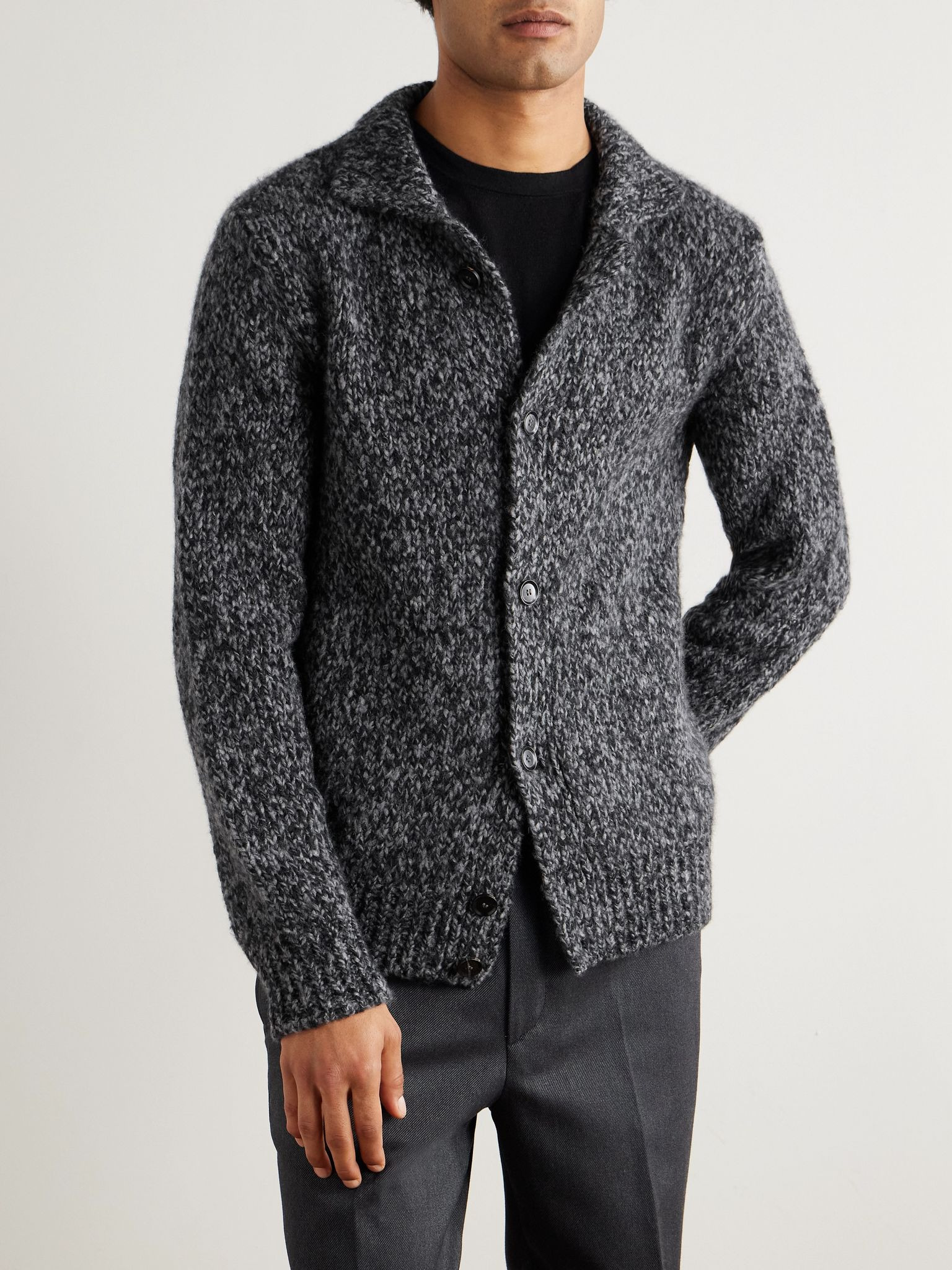 Cashmere and Silk-Blend Cardigan Gray - 3