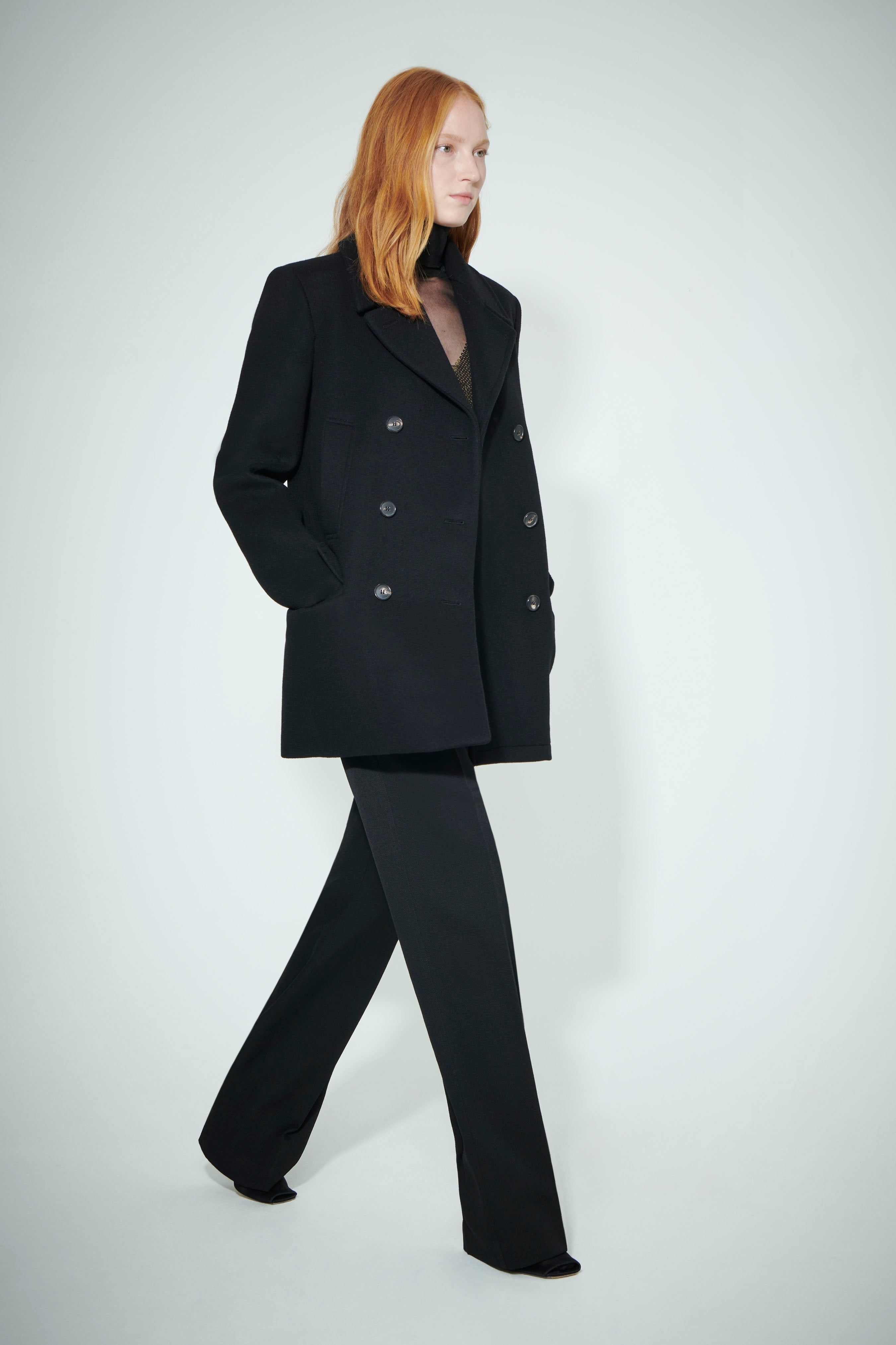 Pea Coat in Black - 2