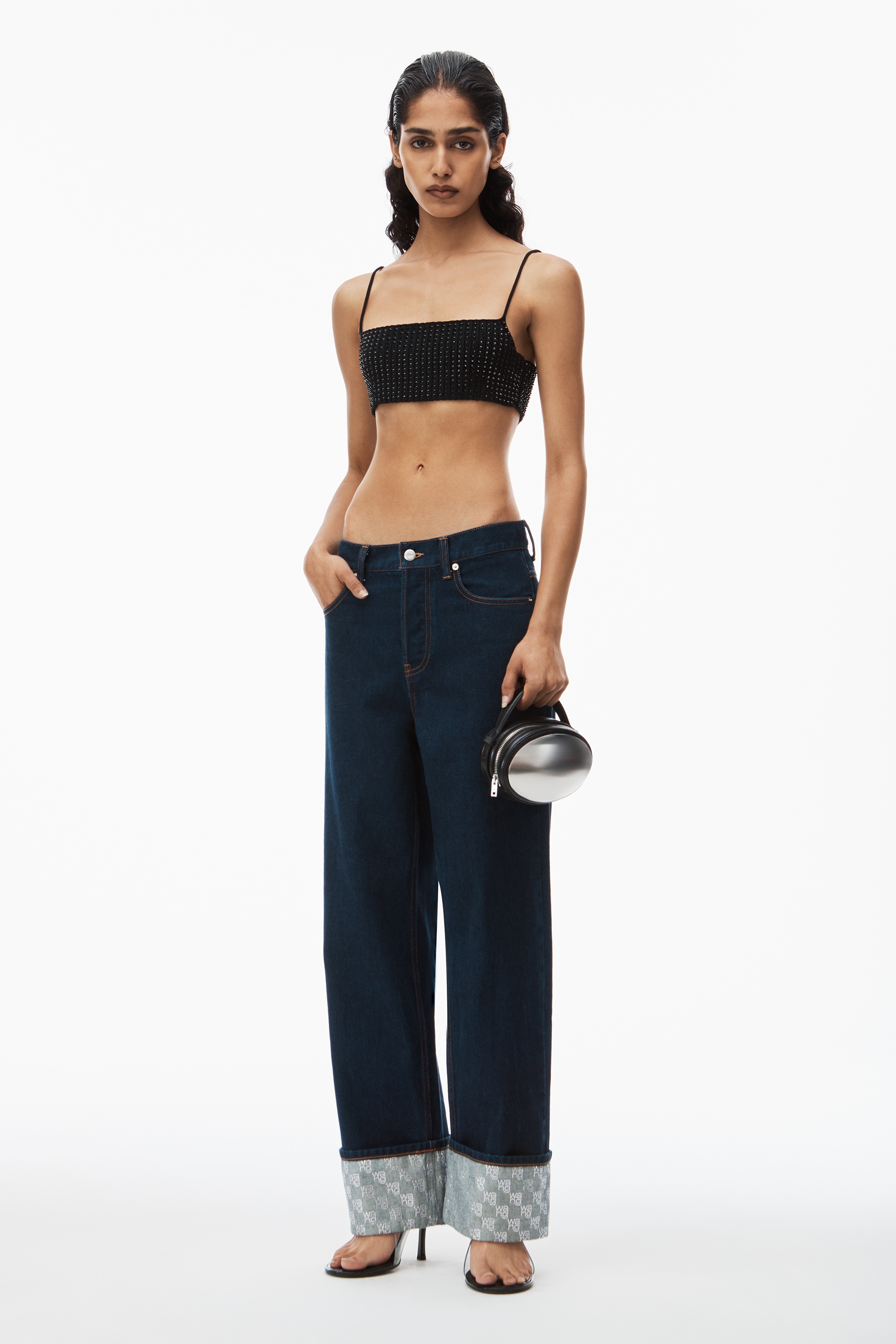 Alexander Wang ☆インディゴ Crystal Cuff ジーンズ T by Alexander Wang Crystal Cuff Stacked Wang Pant - Bright