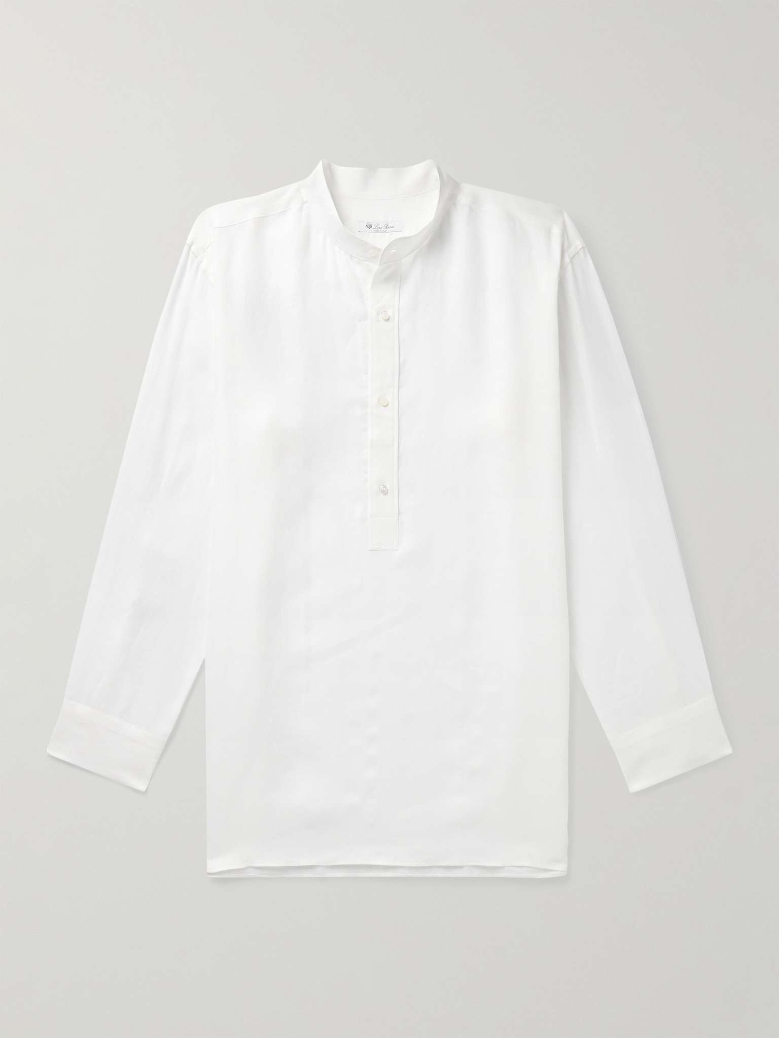 Jeri Grandad-Collar Linen Half-Placket Shirt - 1