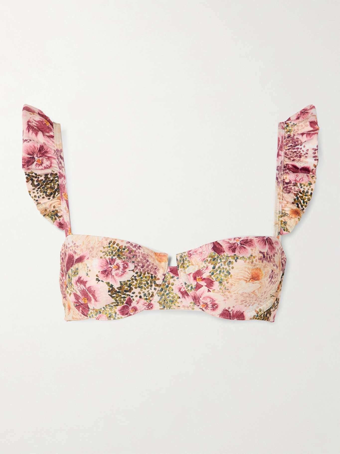 Kiwi Florecer ruffled floral-print recycled underwired bikini top - 1