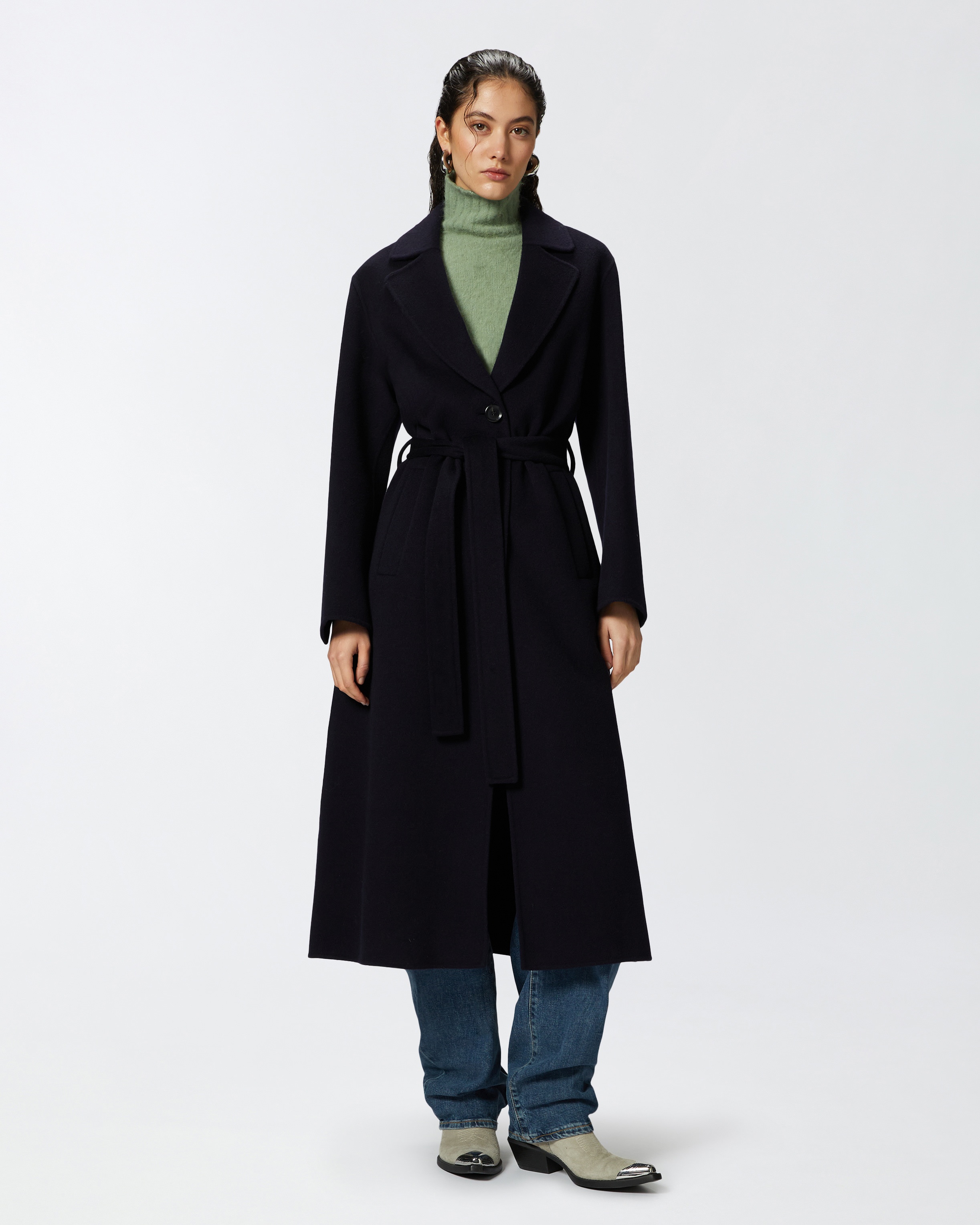 LONG DOUBLE-LAYERED CLOTH COAT WITH BELT - 3