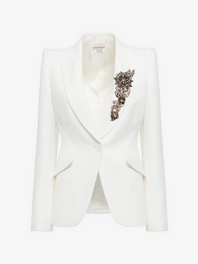 Women's Victorian Jewel Single-breasted Jacket in Light Ivory - 1