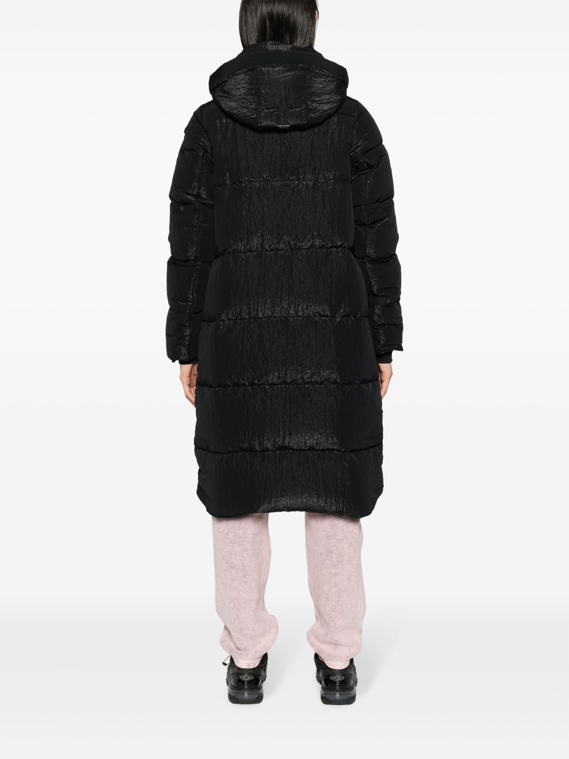 black Byward hooded quilted coat - 4