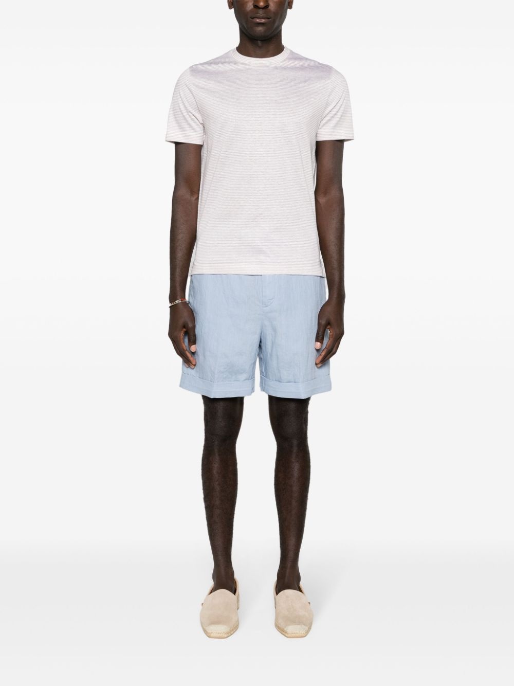 mid-rise linen bermuda shorts - 2