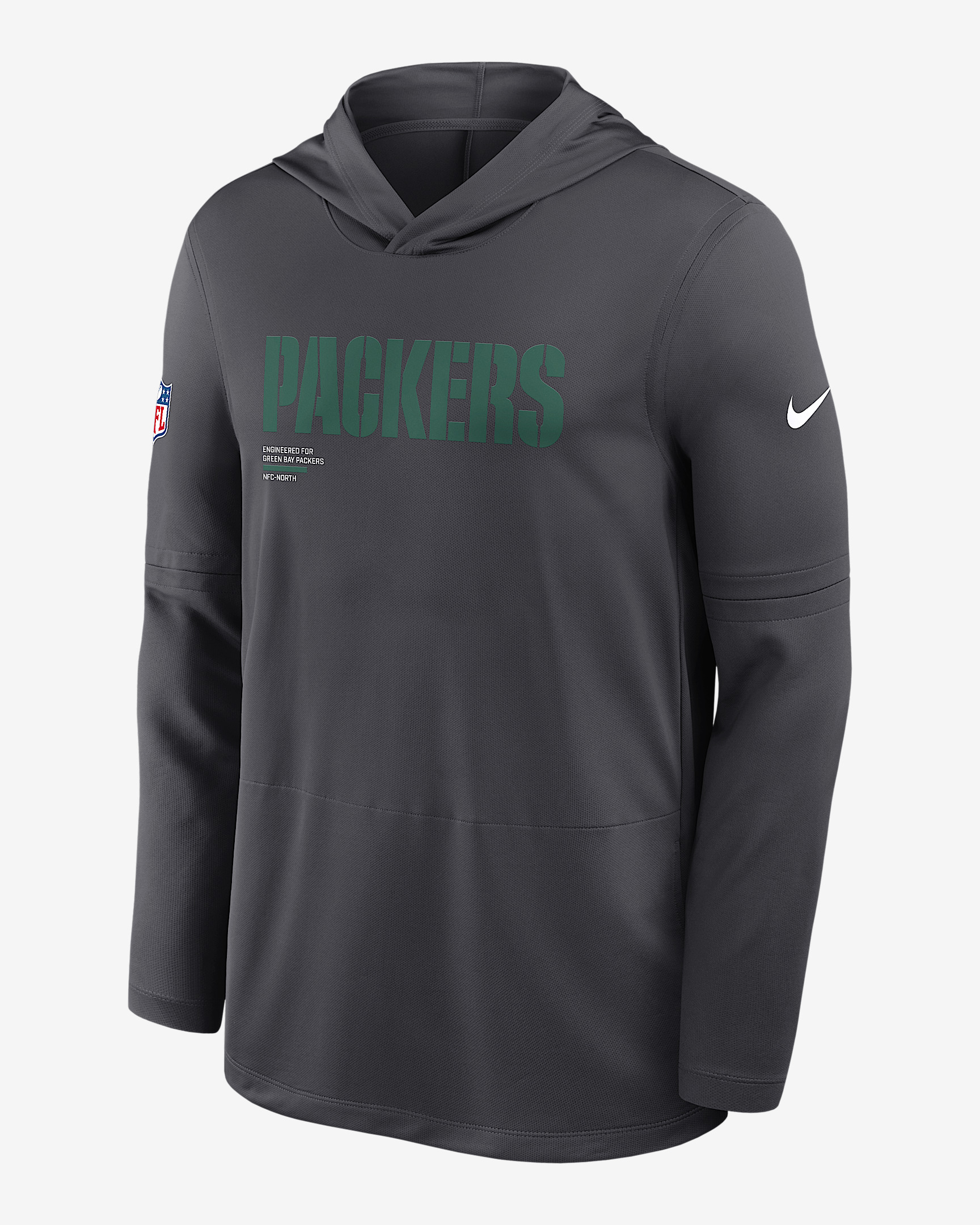 Green Bay Packers Pure Fury Sideline Men's Nike Dri-FIT NFL Long-Sleeve Hooded Top - 1