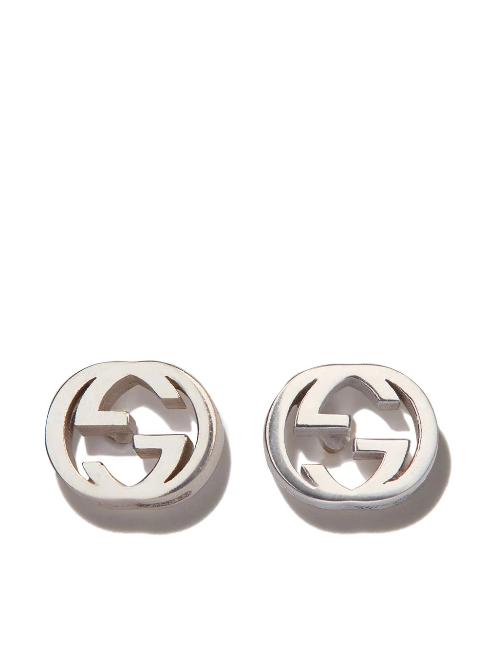 18kt white gold Interlocking G stud earrings - 1