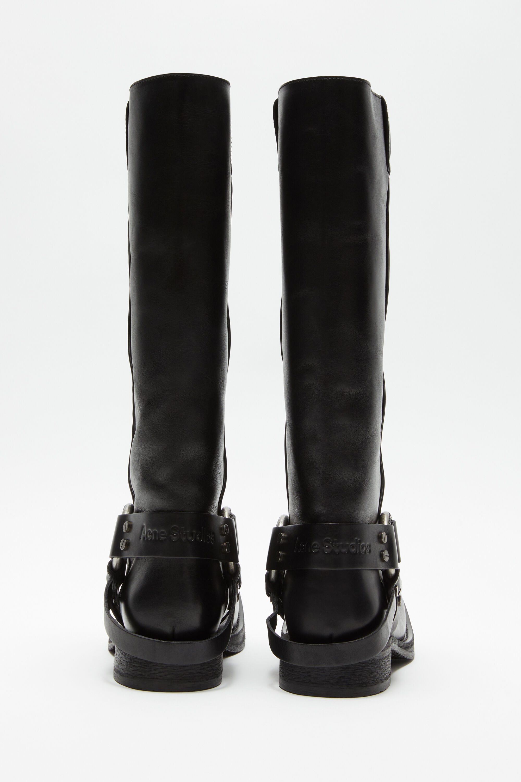 Leather buckle boots - Black - 4