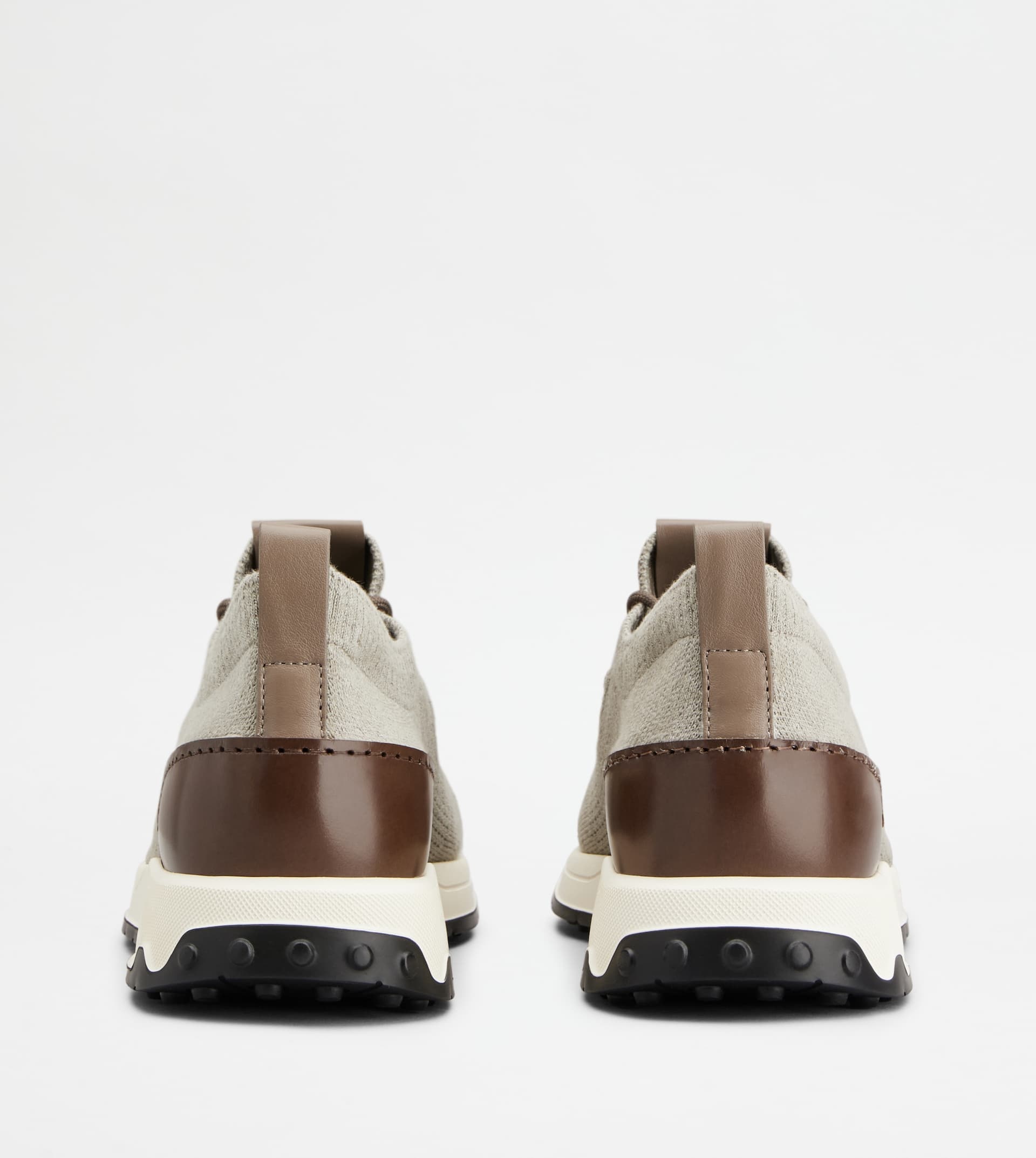 SOCK SNEAKERS IN TECHNICAL FABRIC AND LEATHER - GREY, BROWN - 3