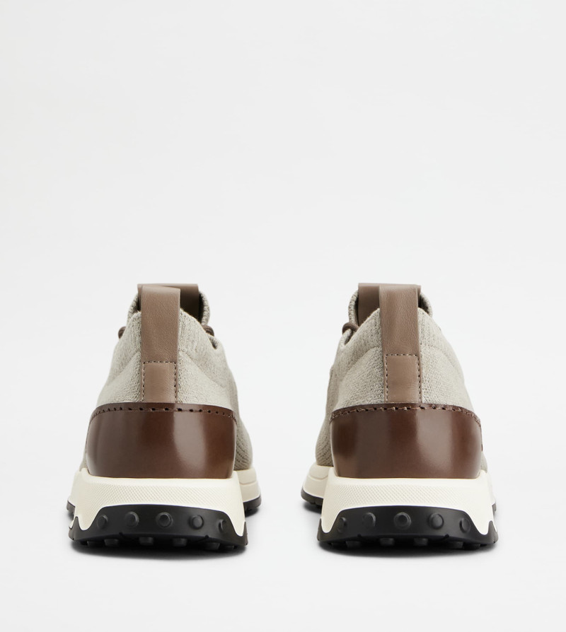 Tod's SOCK SNEAKERS IN TECHNICAL FABRIC AND LEATHER - GREY, BROWN outlook