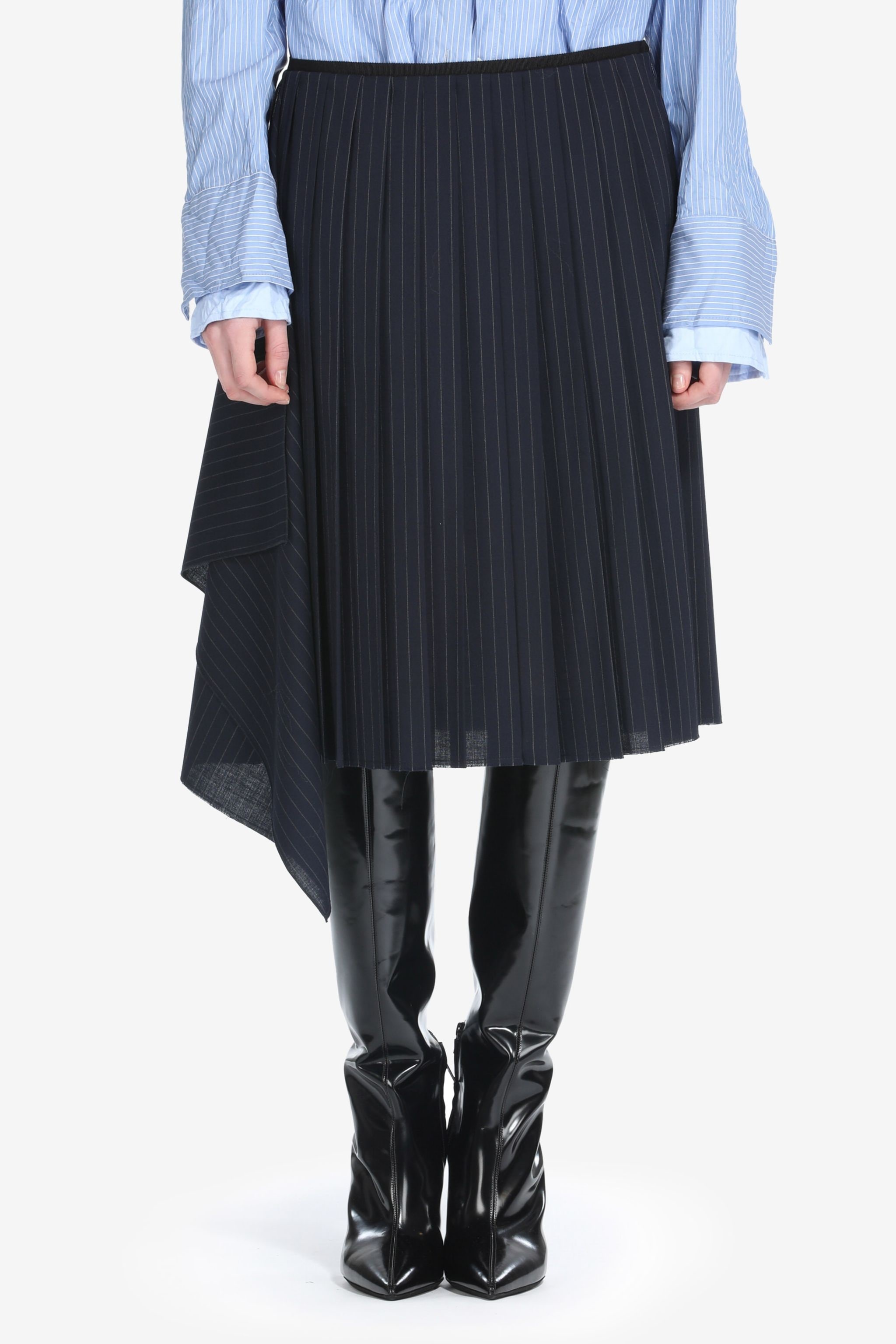 PINSTRIPE PLEATED SKIRT - 1