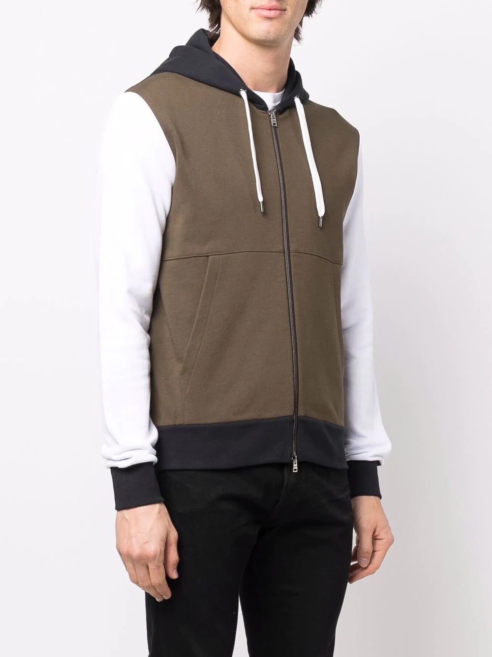 panelled zip-up hoodie - 3