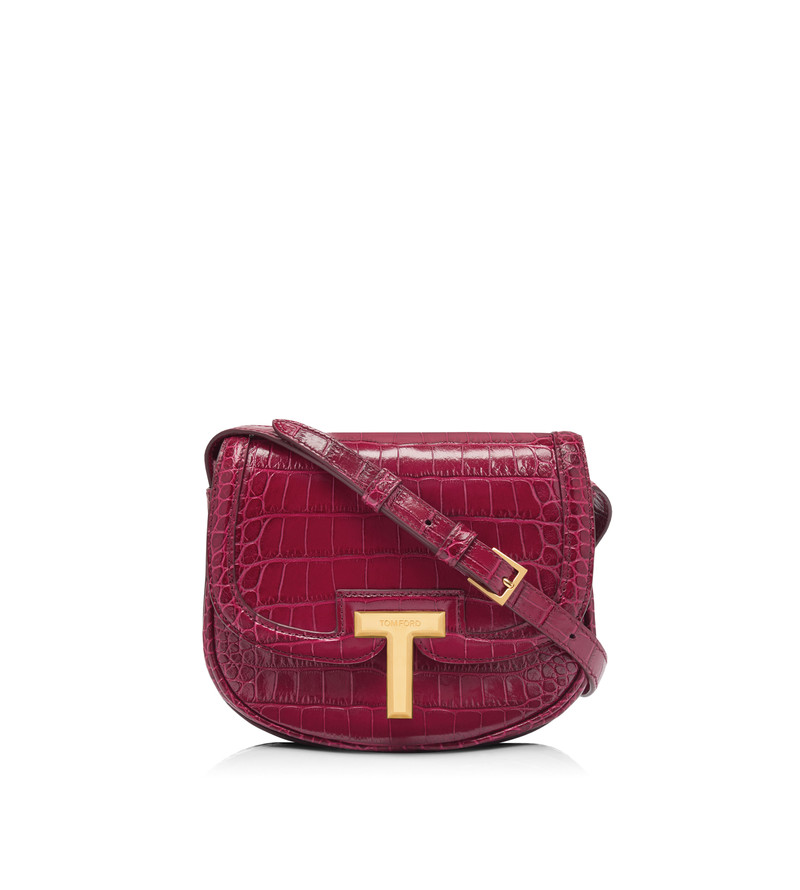 SHINY STAMPED CROCODILE LEATHER WALLIS MINI BAG 1