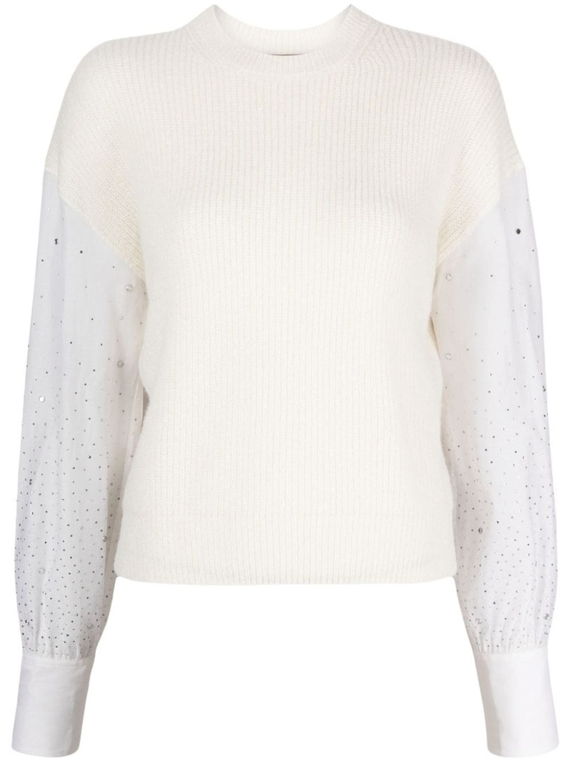 sheer-sleeve knitted jumper 1