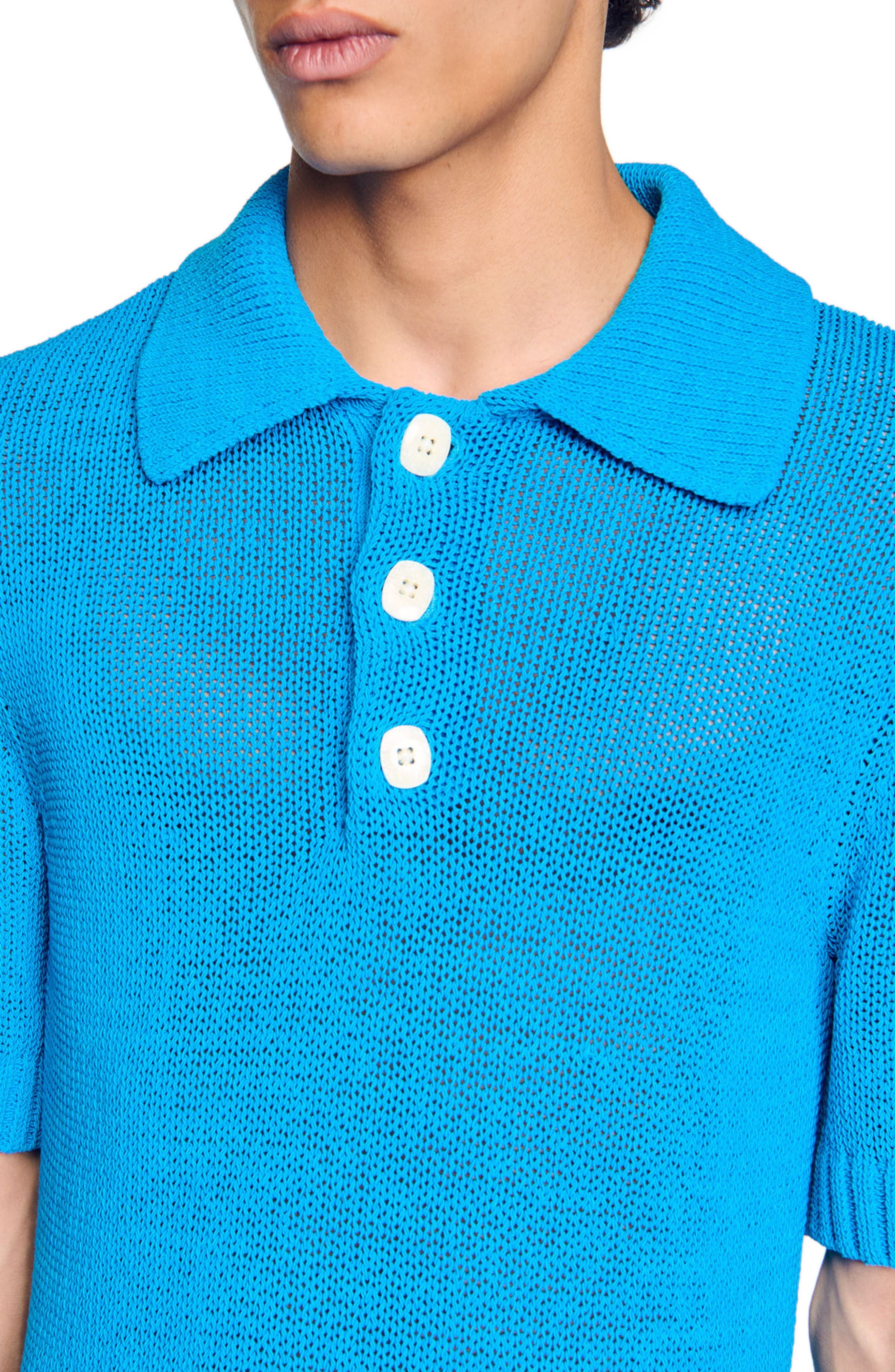 SANDRO Knit polo shirt in Azur. at Nordstrom - 1