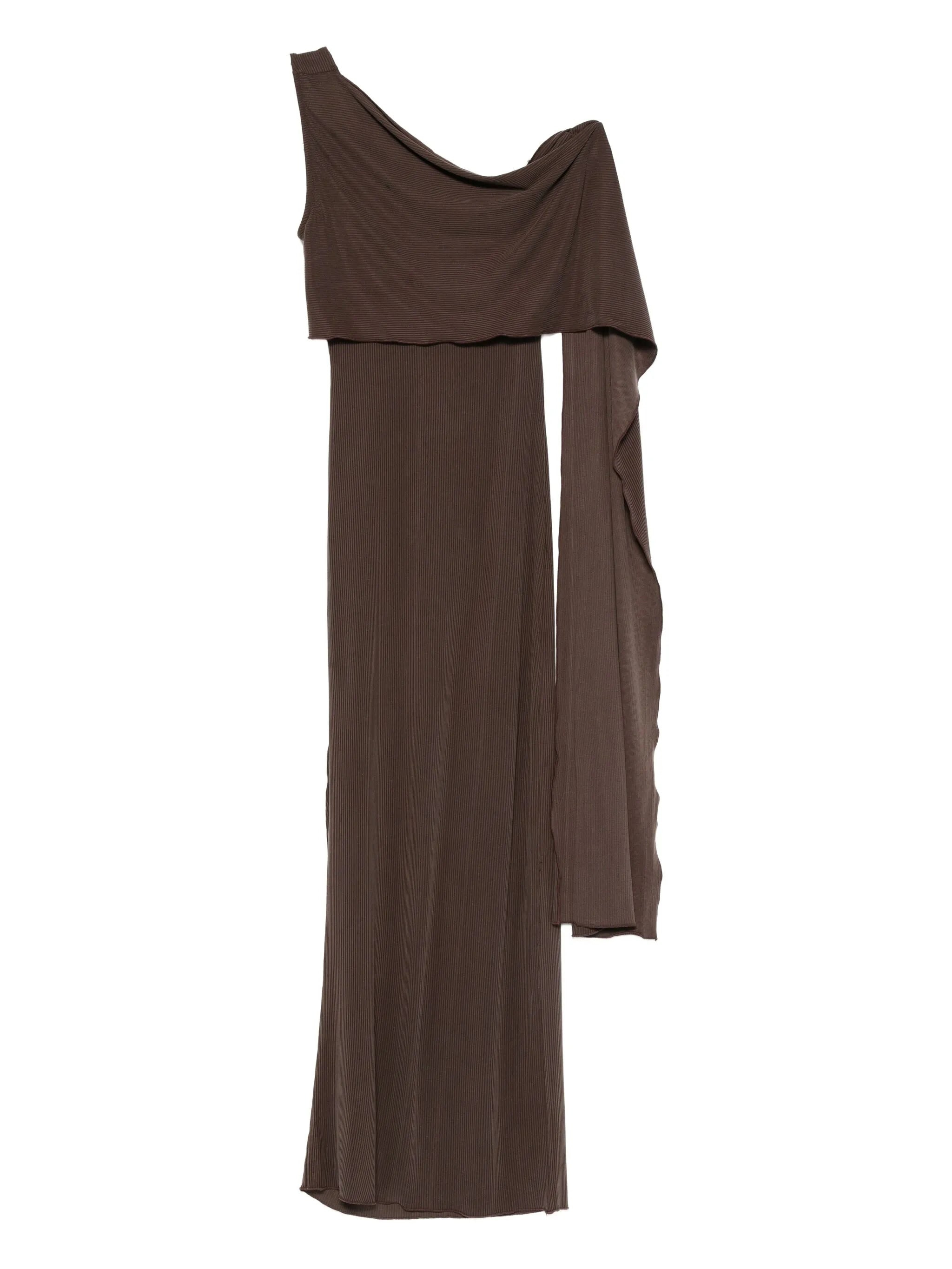 one-shoulder fine-ribbed maxi dress - 1