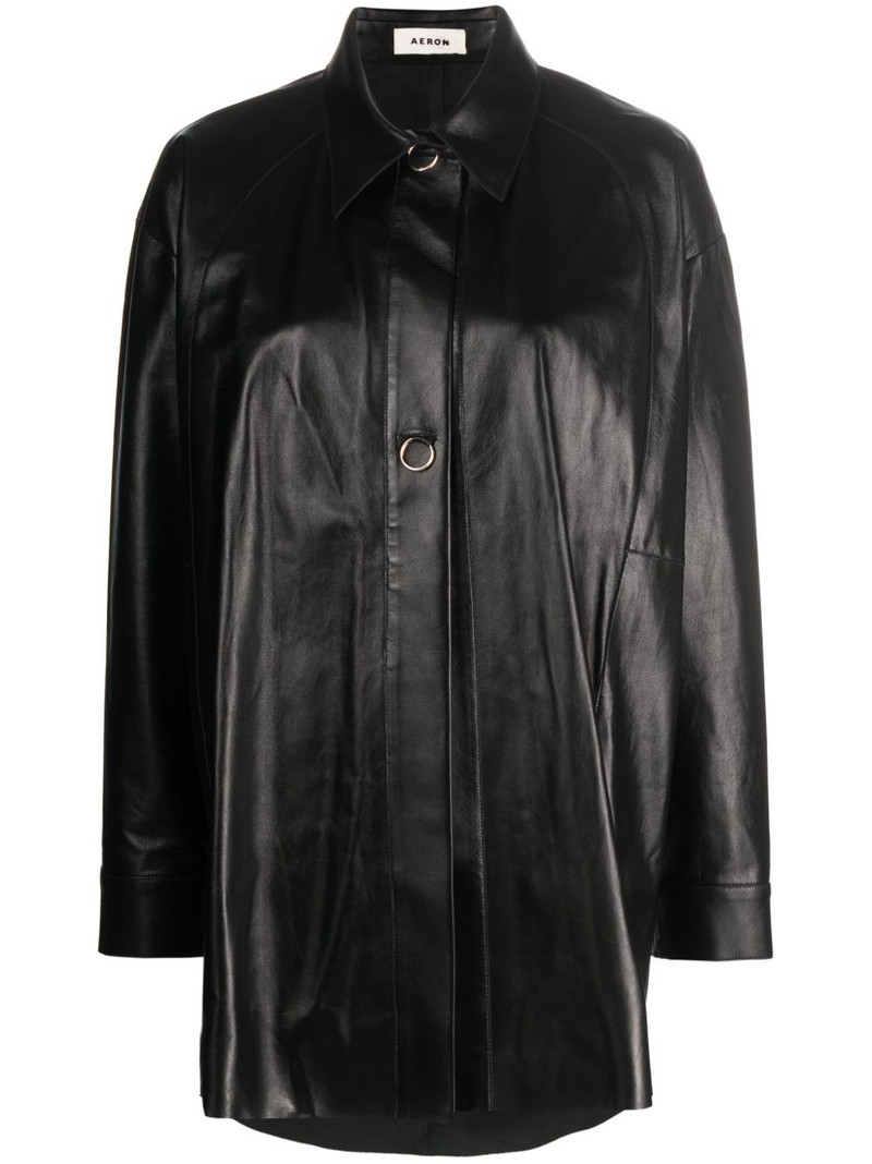 Feather leather shirt 1