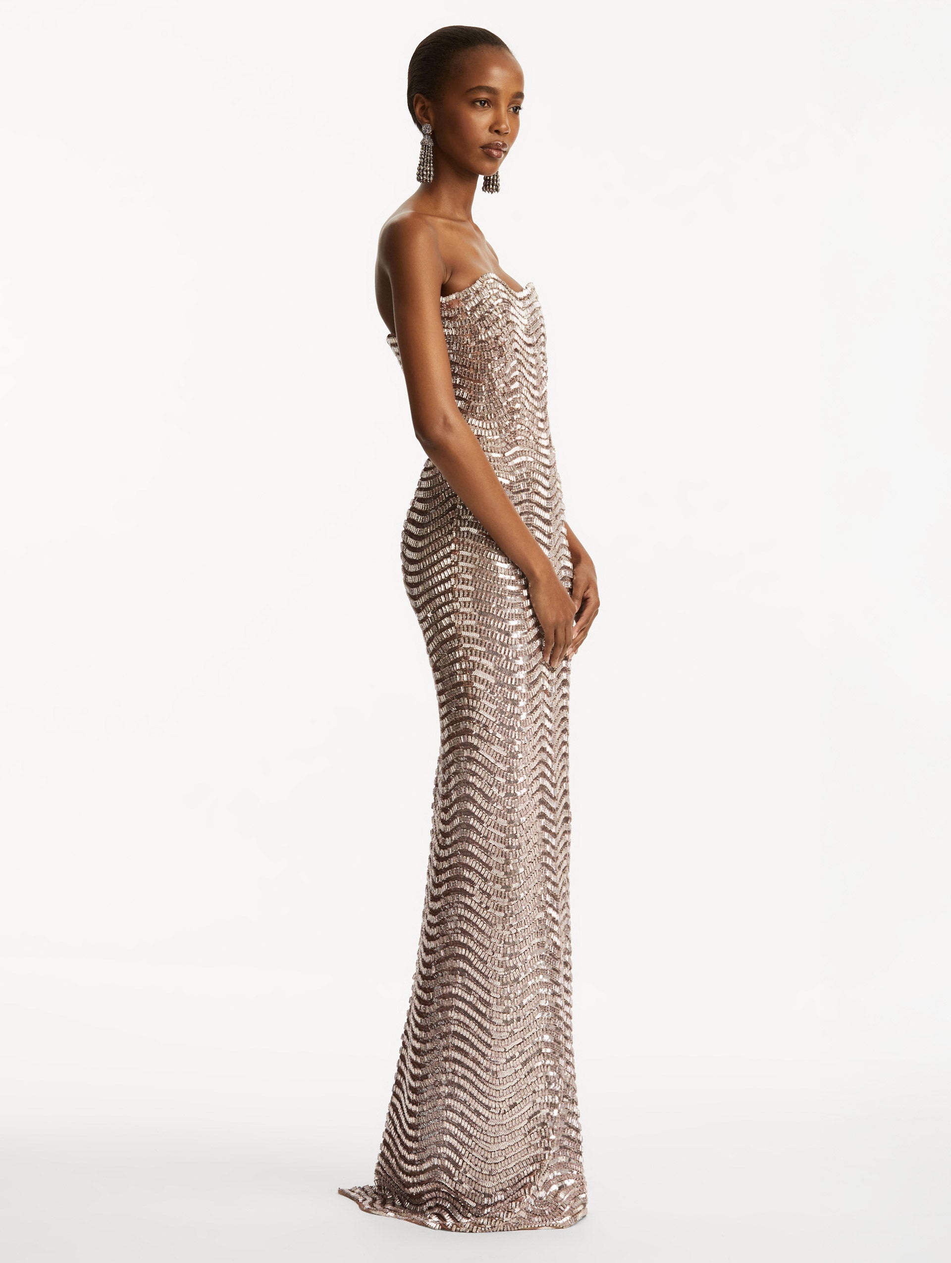 SEQUIN & CRYSTAL WAVE EMBROIDERED GOWN - 4
