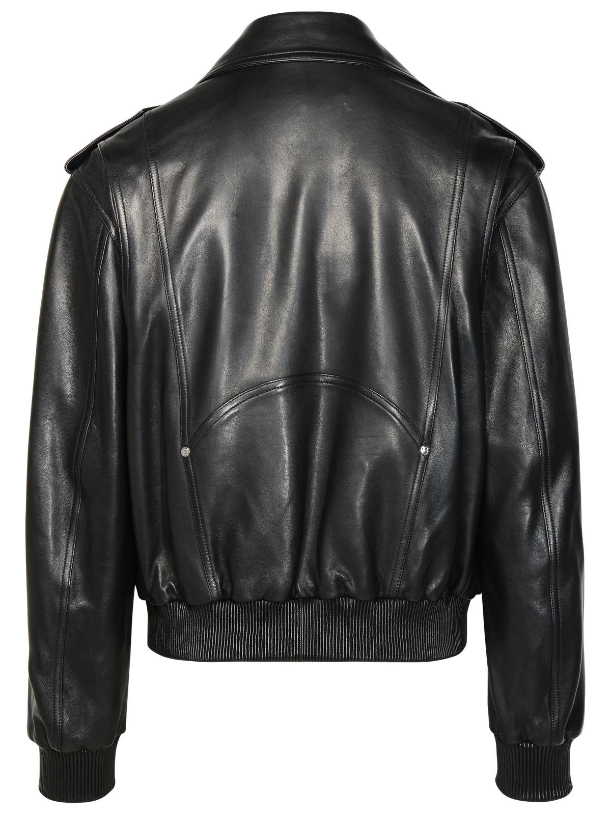 Balmain Black Lambskin Bomber Jacket - 3