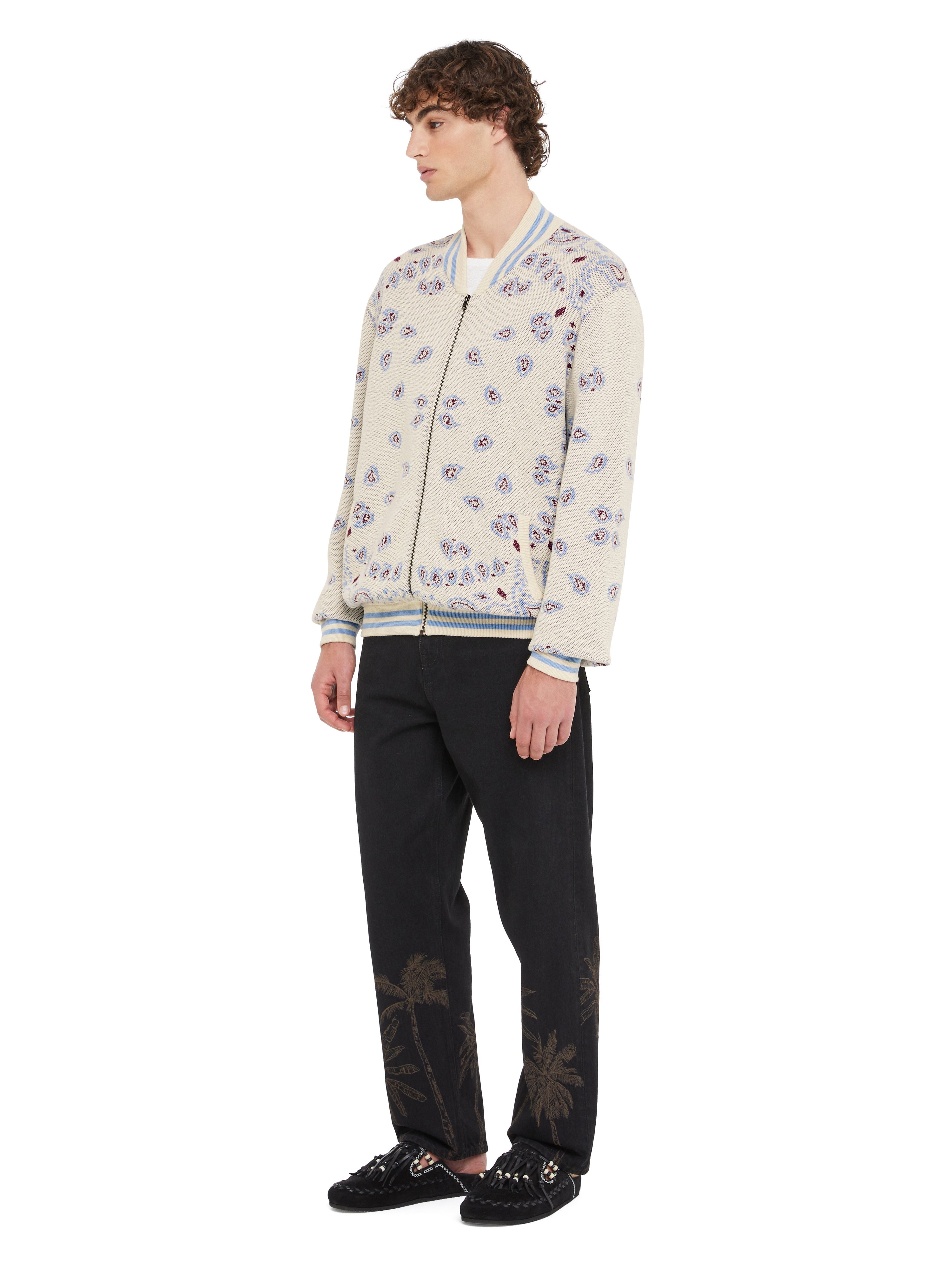 Bandana Piquet Jacquard Bomber Jacket - 5