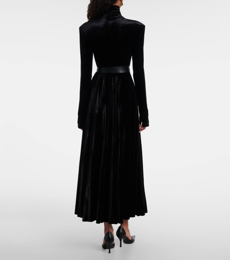Flared turtleneck velvet midi dress 3