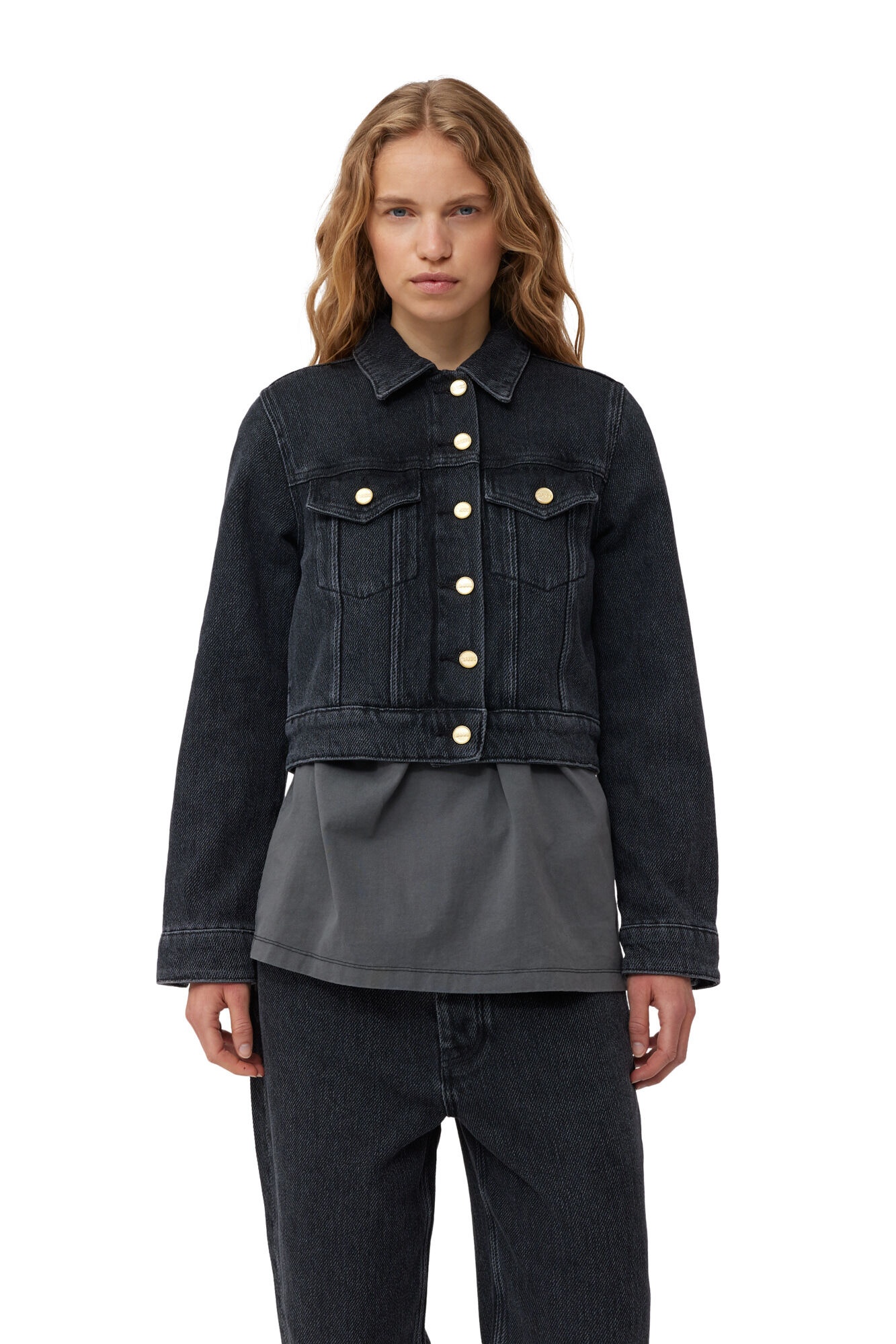 WASHED BLACK HEAVY CROPPED DENIM JACKET - 4